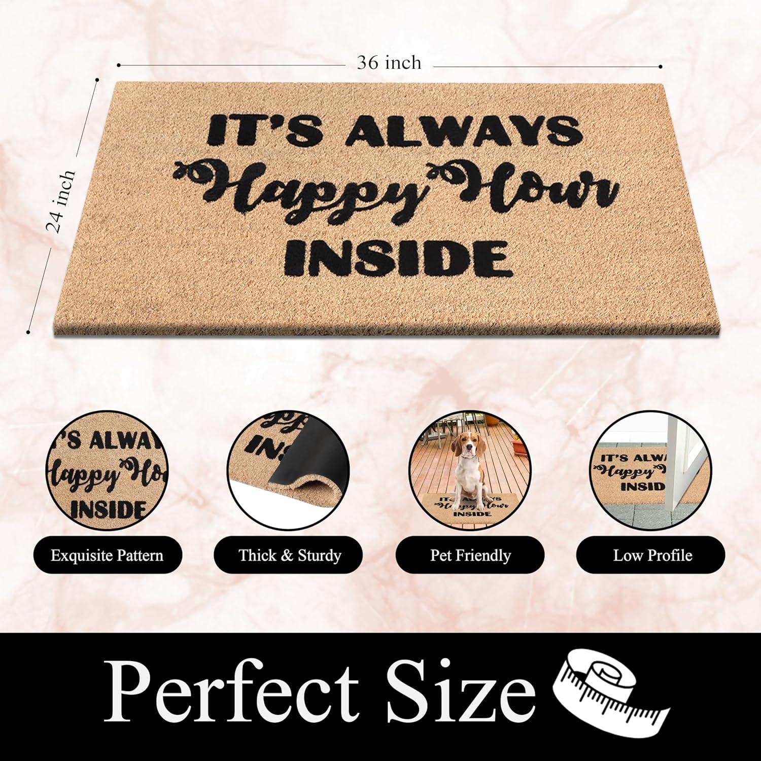 A1HC Natural Coir Flocked Doormat with Heavy Duty Non-Slip PVC Backing Easy to Clean, Fade Resistant, Pet Friendly Outdoor Welcome Mat, Low-Profile Durable Doormat 24"X36"