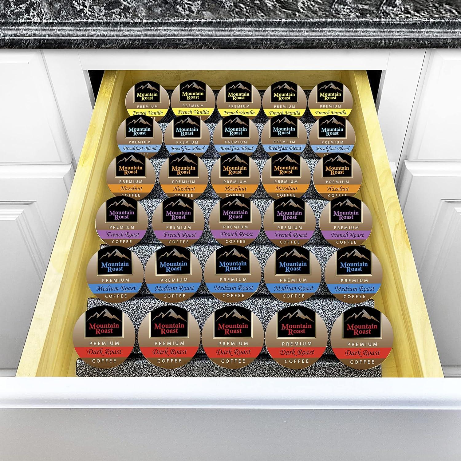 LYNK PROFESSIONAL 10-3/16" Wide K-Cup Coffee Pod Drawer Organizer for Kitchen Cabinets, Silver Metallic