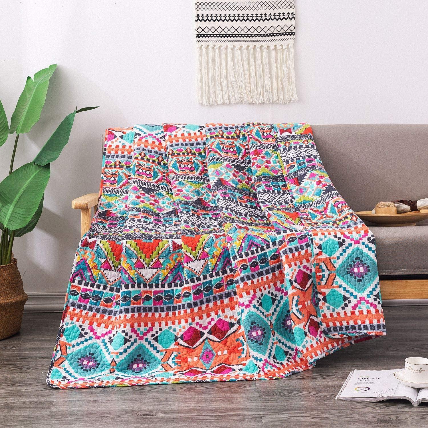NEWLAKE Quilted Throw Blanket for Bed Couch Sofa, Boundless Universe Pattern, 60X78 Inch