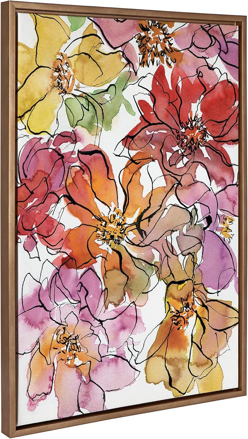 Kate and Laurel Sylvie Delight Framed Canvas by Janet Meinke-Lau, 23x33, Gold