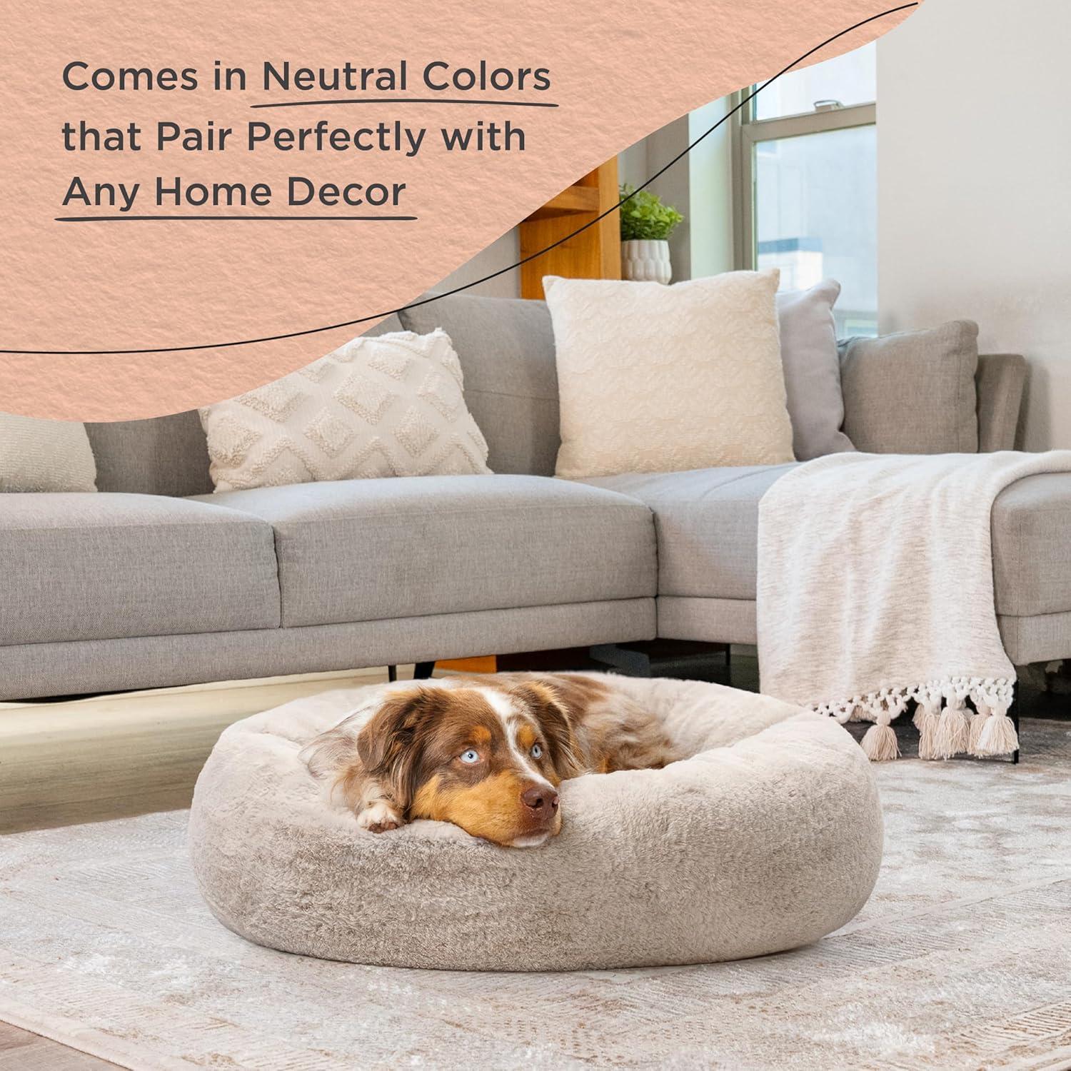 Best Friends By Sheri Best Friends by Sheri SnuggleSoft Faux Fur Memory Foam Calming Donut Bed