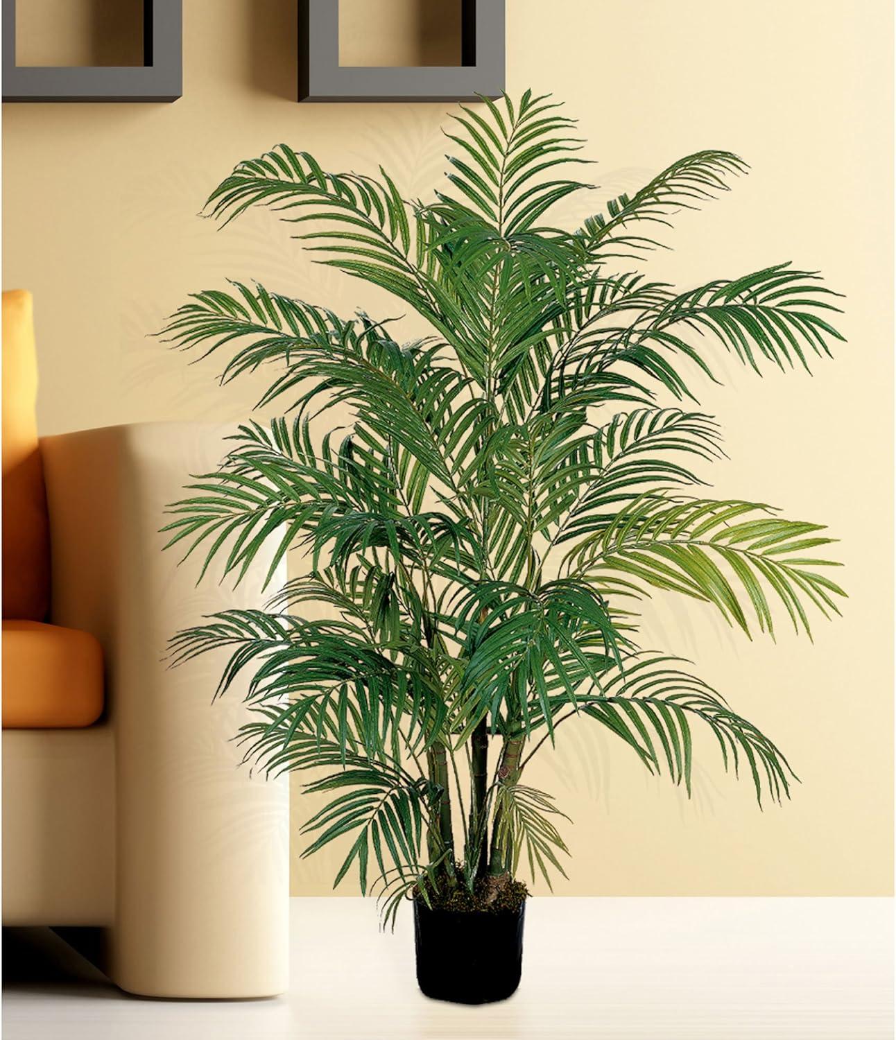 4ft Artificial Areca Palm Tree in Pot - Nearly Natural: Indoor Botanical Decor, Unlit Green Faux Plant