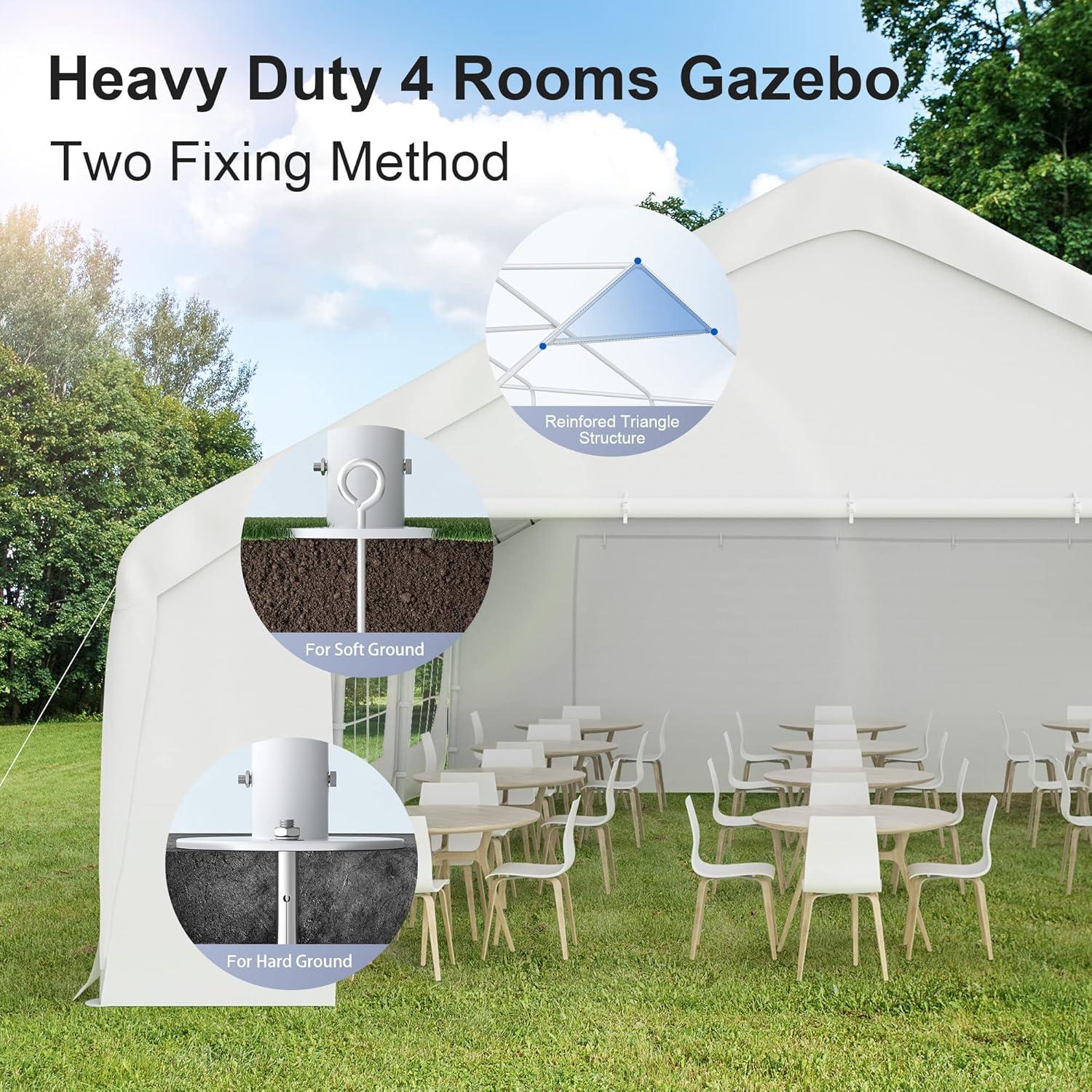 Ideamage 20 Ft. W x 26 Ft. D Metal Party Tent