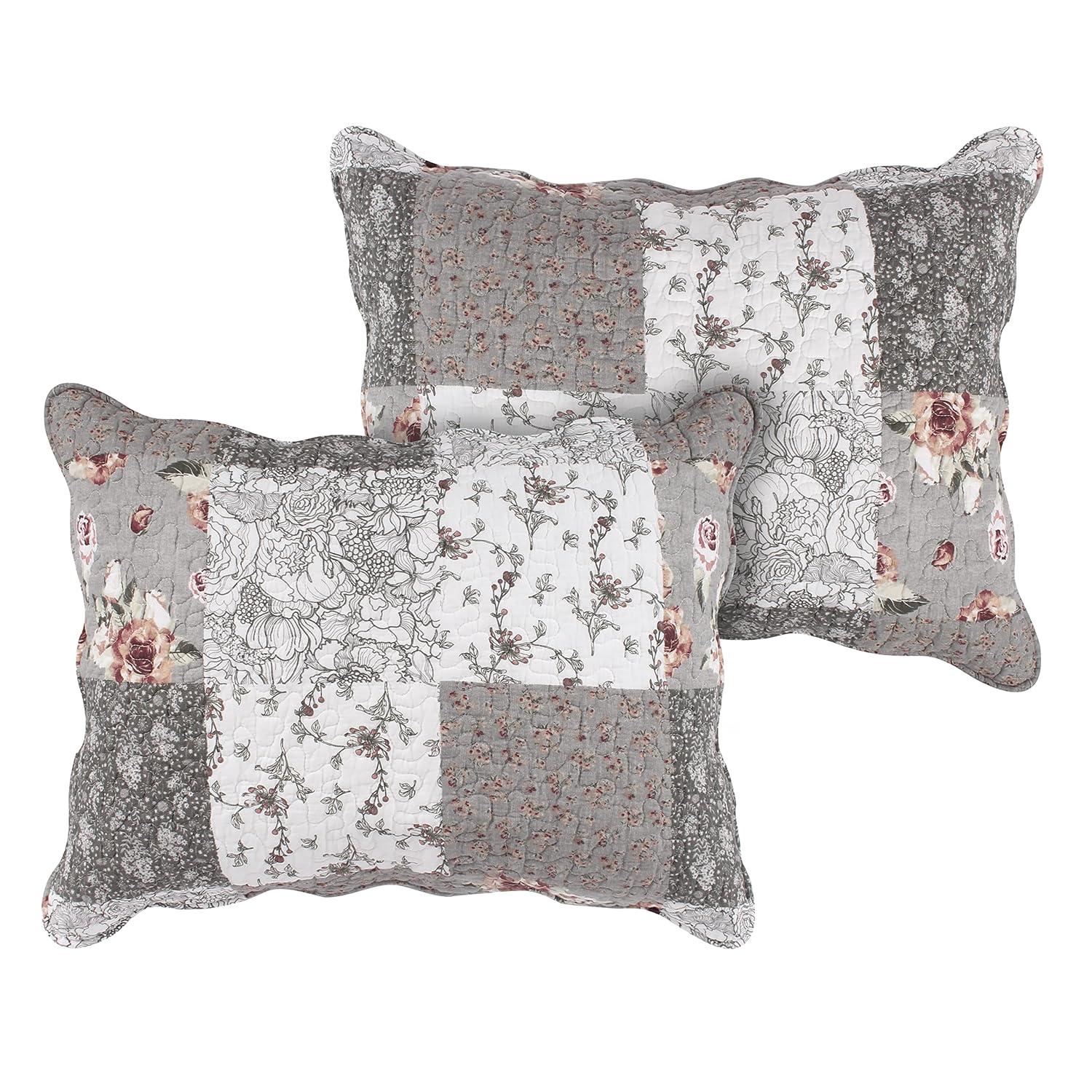Giulia Fabulous Floral & Stencil Prints Pillow Sham 20" x 26" Gray by Barefoot Bungalow