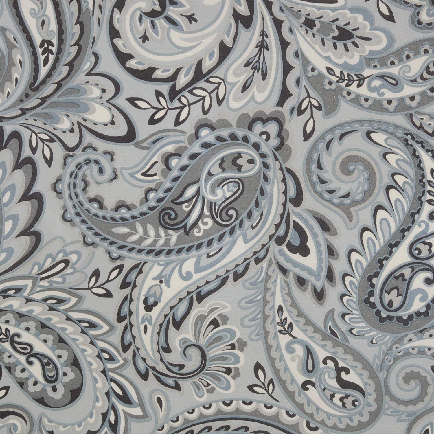 Gray Paisley Faux Silk Blackout Grommet Window Curtain Panel