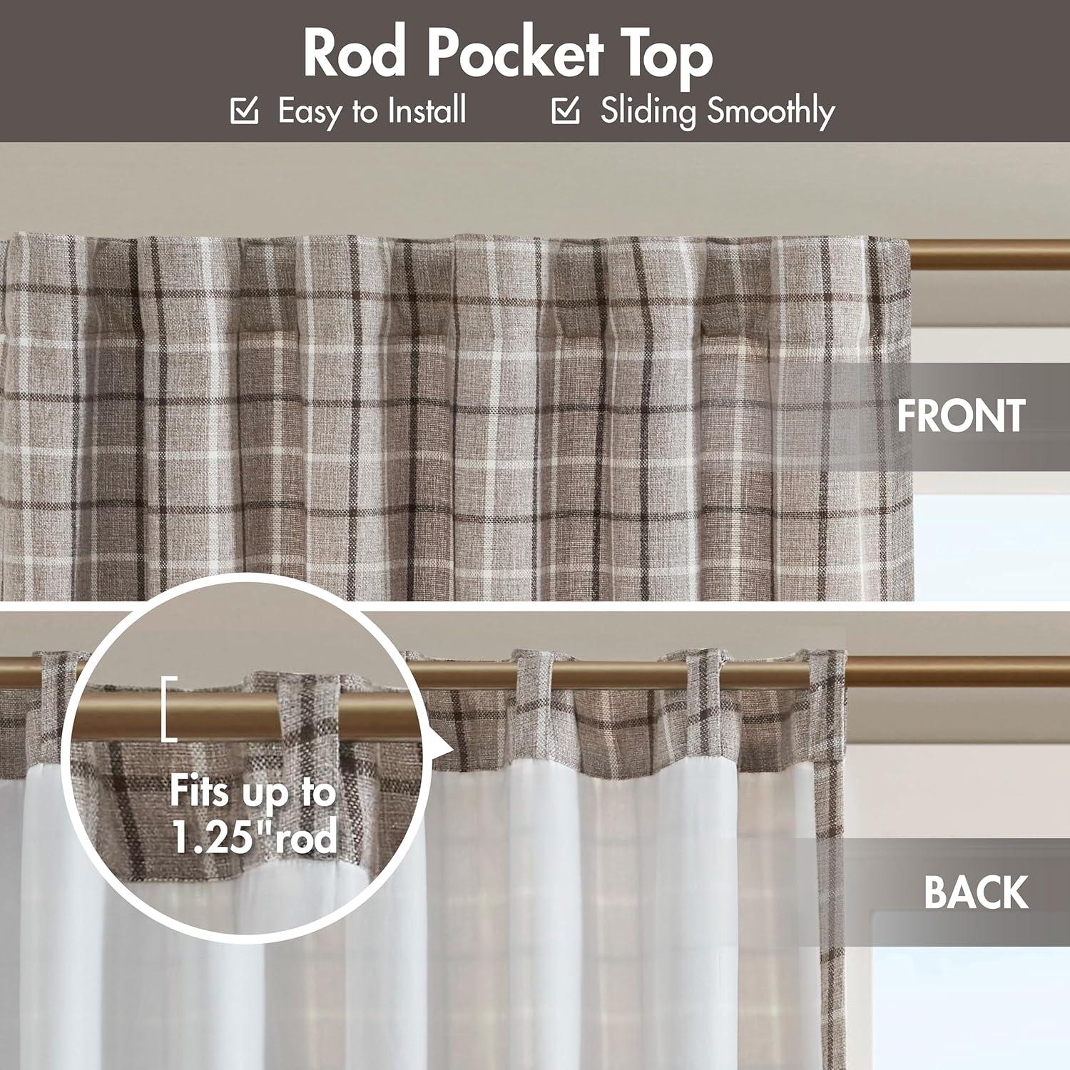 Anaheim Woven Plaid Room Darkening Thermal Fleece Lined Single Curtain Panel