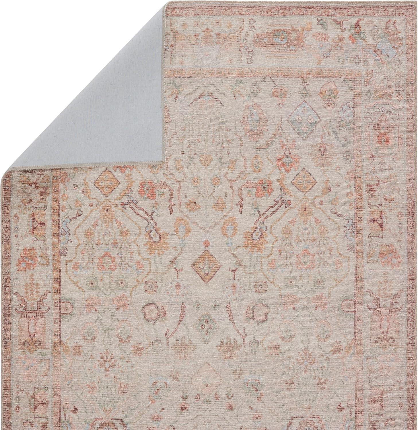 2'6"x7'6" Runner Avin Oriental Rug Blush/Cream - Jaipur Living: Traditional Floral Area Rug for Living Room