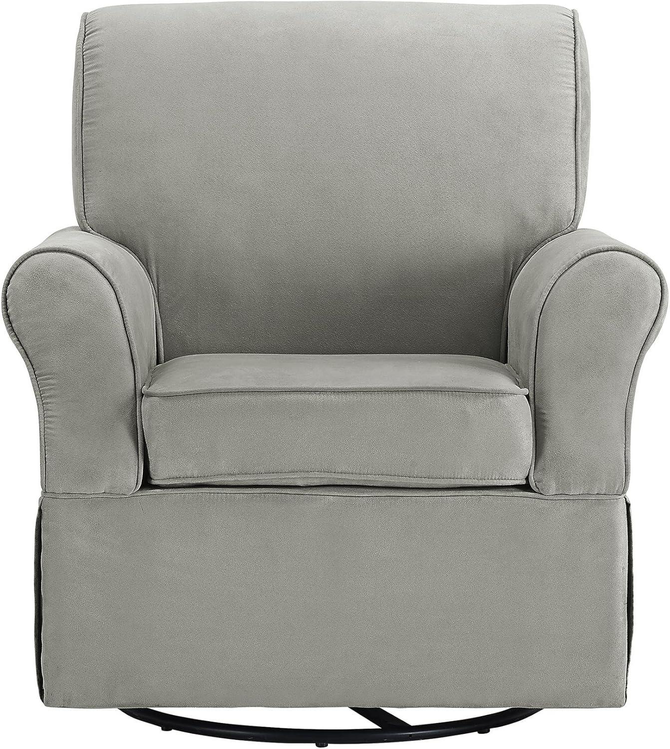 Gray Microfiber Swivel Glider Chair and Ottoman Set