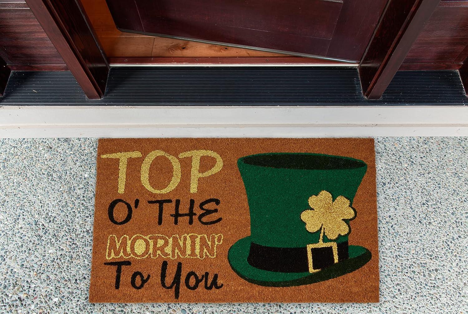 Design Imports  Top O' The Mornin' To You! Glitter Doormat