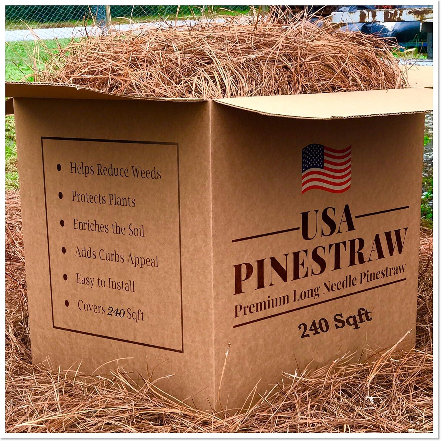 USA Pine Straw - Pine Needle Mulch - Covers 240 Sqft