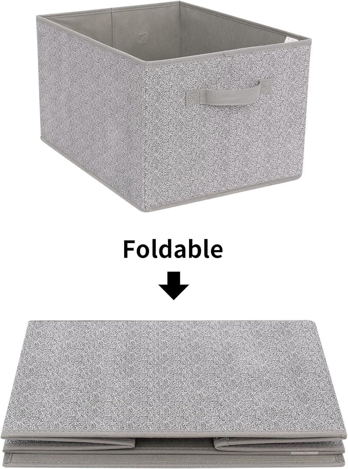 Extra Large Gray Fabric Collapsible Storage Bins with Handles