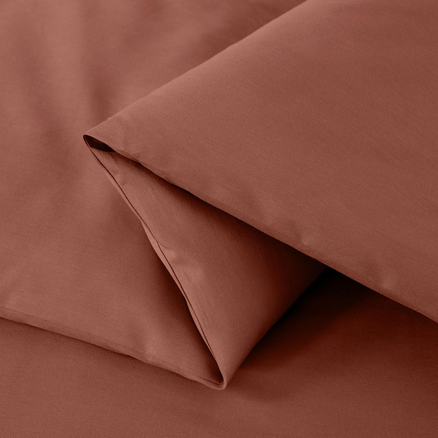 Chezmoi Collection Solid Terracotta Cotton Comforter Set King Size, 3-Piece Luxury Soft Breathable Smooth Cooling 250TC Cotton Twill Lightweight Bedding Comforter for All Season
