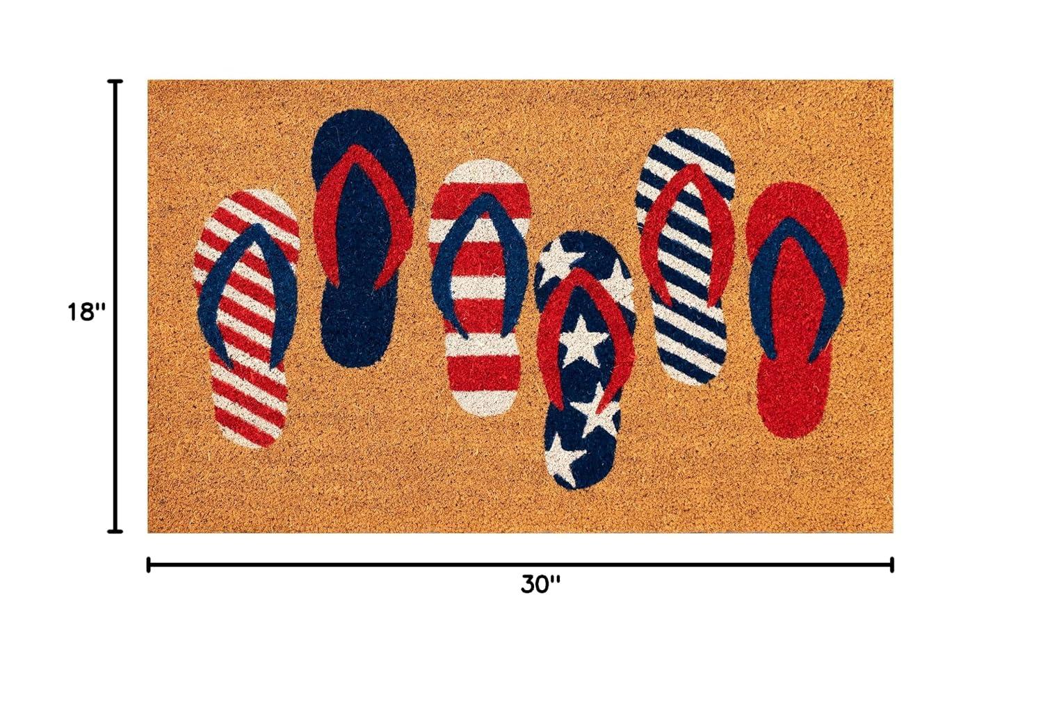 Natural Coir Patriotic Flip Flops Outdoor Door Mat