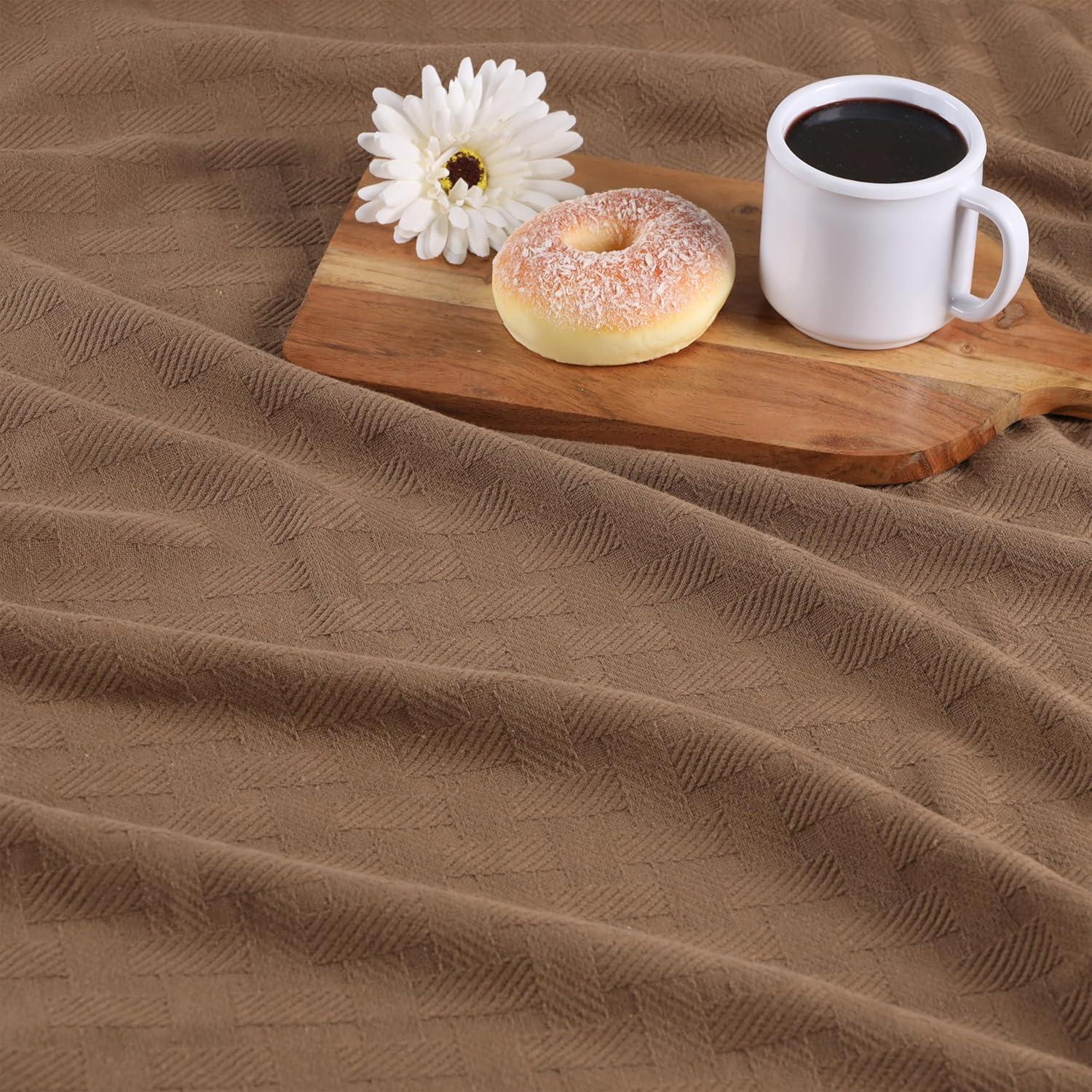 Superior Basketweave All-Season Cotton Blanket, King, Taupe