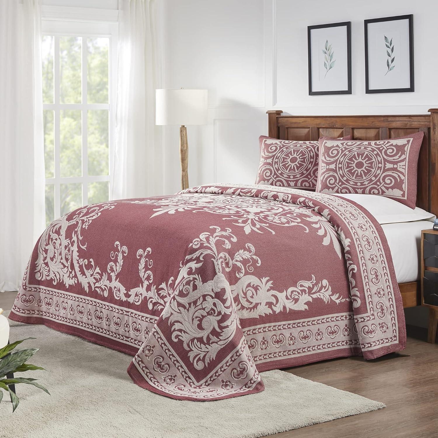 Rio Lightweight Cotton Blend Woven Jacquard Traditional Medallion Bedspread/Coverlet Set