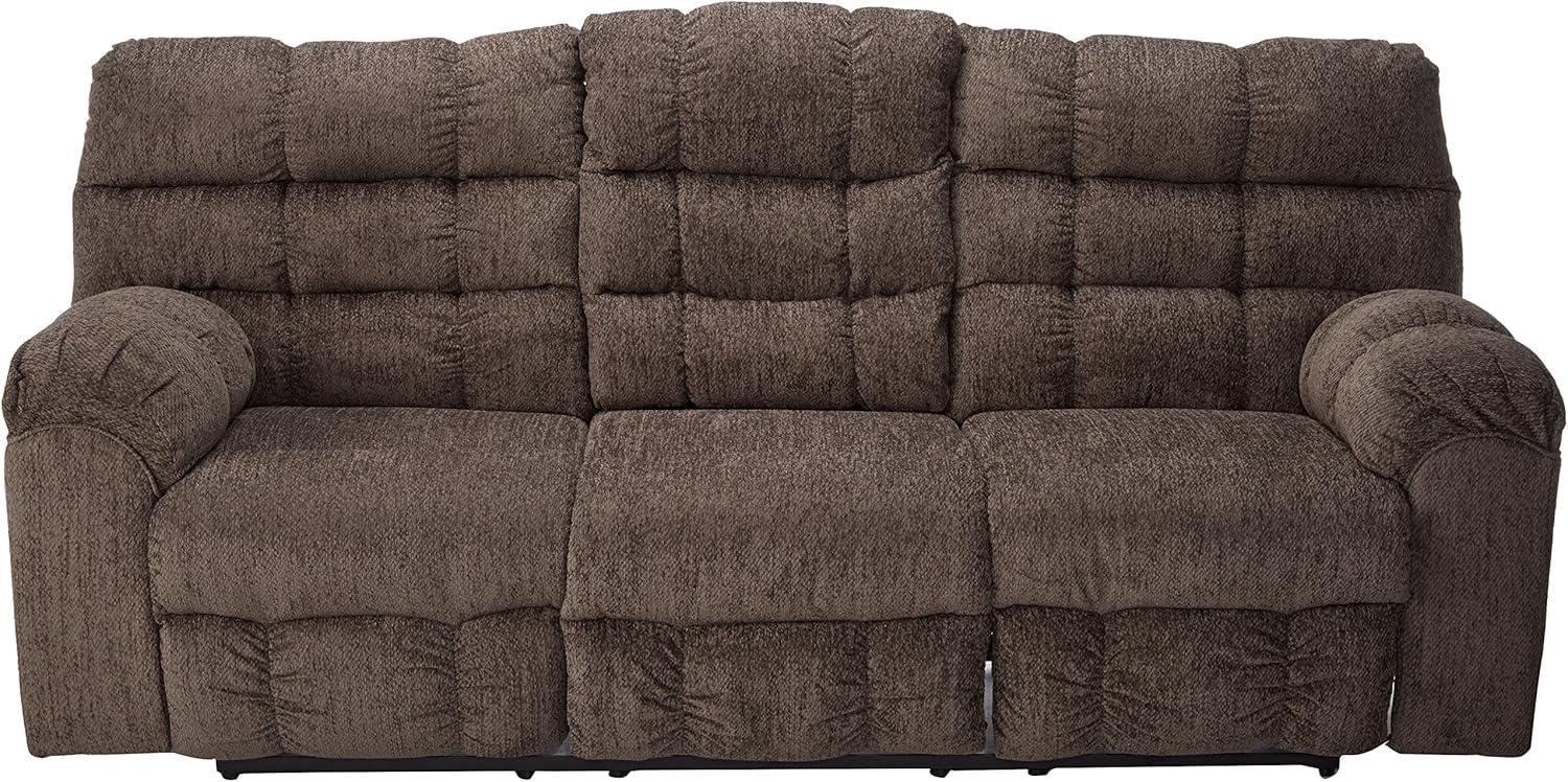 Slate Tufted Fabric Reclining Sofa with Storage and Cup Holders