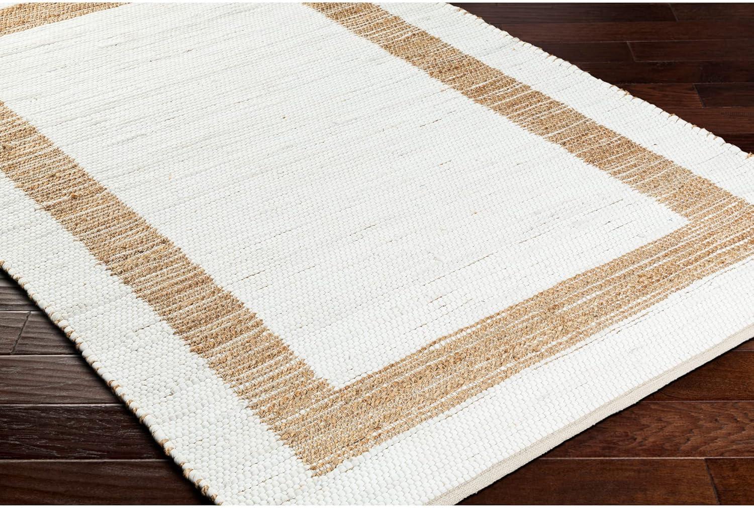 Ivory and Tan Handwoven Cotton Kids' Area Rug, 5' x 7'