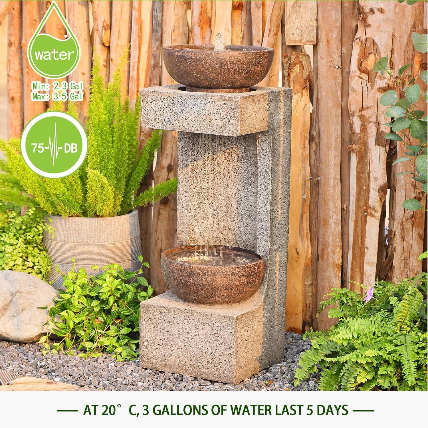 Dakota Fields 53 Inches 4 Tiered Floor Standing Outdoor Water Fountains and Waterfalls for Garden