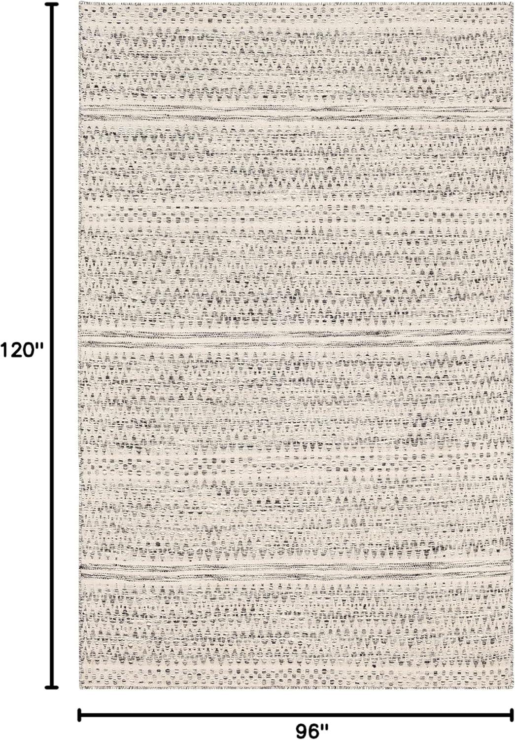 Hauteloom Arabi Boho Hand Woven Wool Natural Fiber Soft Area Rug for Living Room, Bedroom, Dining Room- Traditional Farmhouse High Pile Braided Carpet - Black, Gray, Beige - 8' x 10' (8x10)