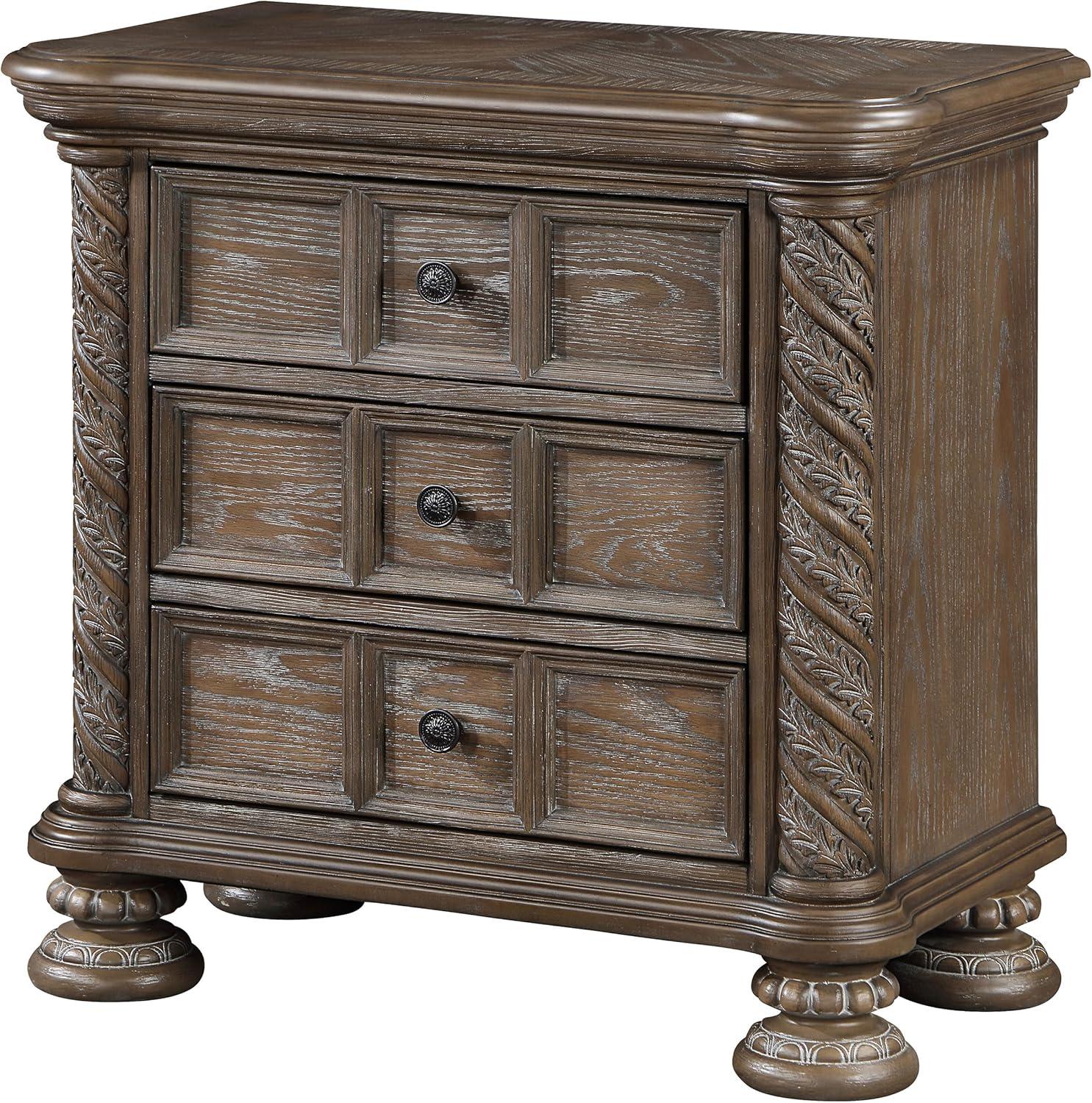 Coaster Emmett 3-drawer Traditional Wood Nightstand in Walnut