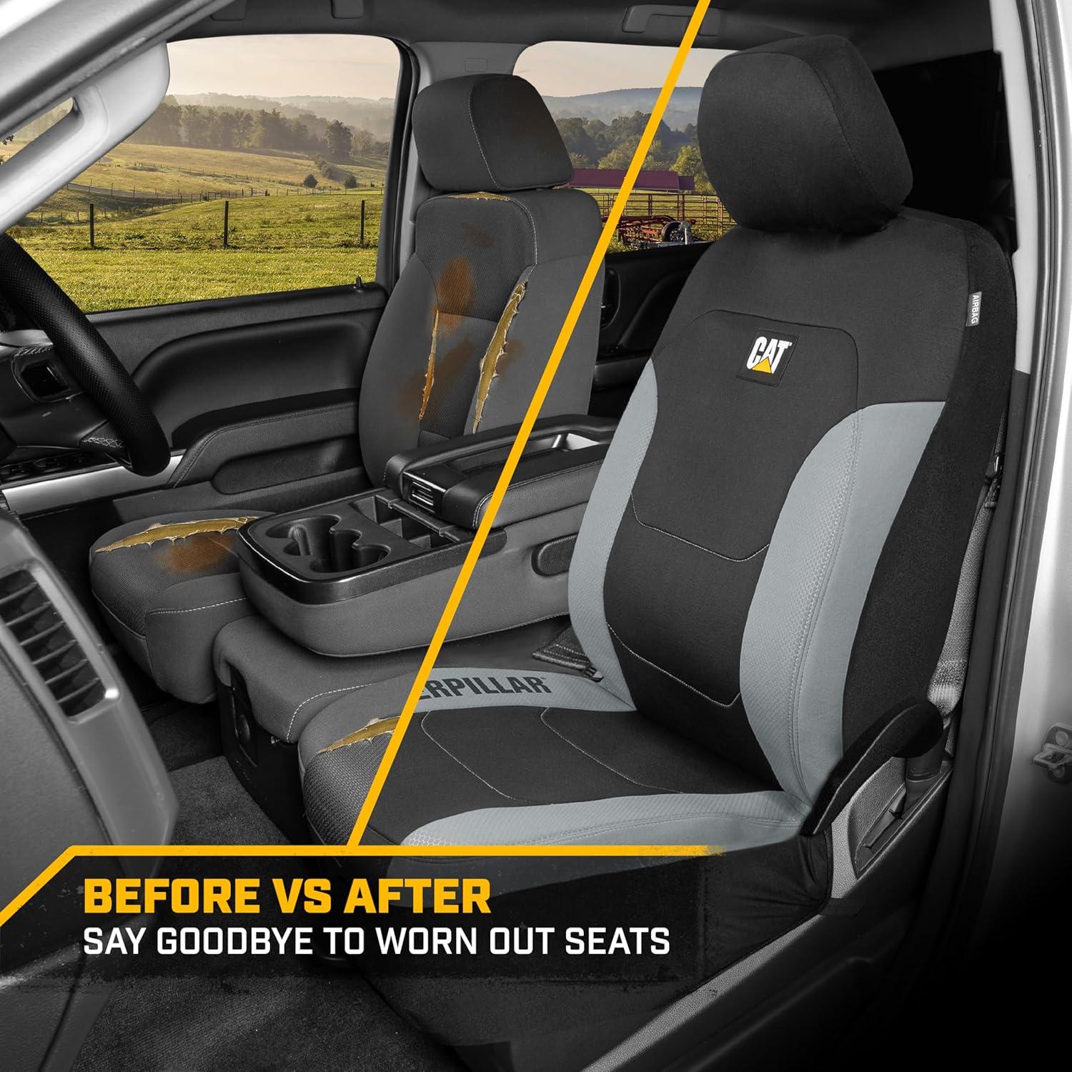 Universal Fit Black and Gray Poly-Cotton Automotive Seat Covers