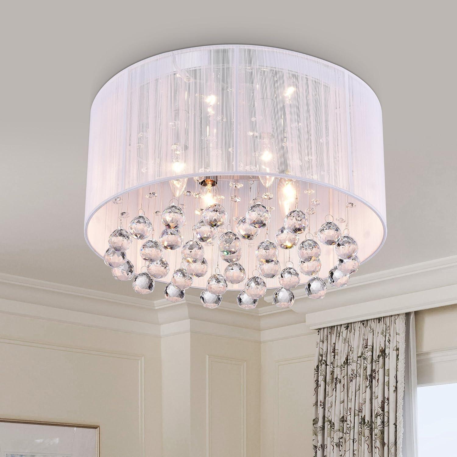 Elegant Chrome Drum Chandelier with Sparkling Crystals