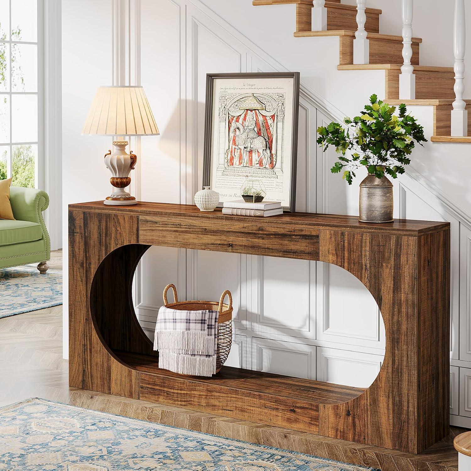 Millwood Pines 63-Inch Console Table,Narrow Sofa Table Behind Couch