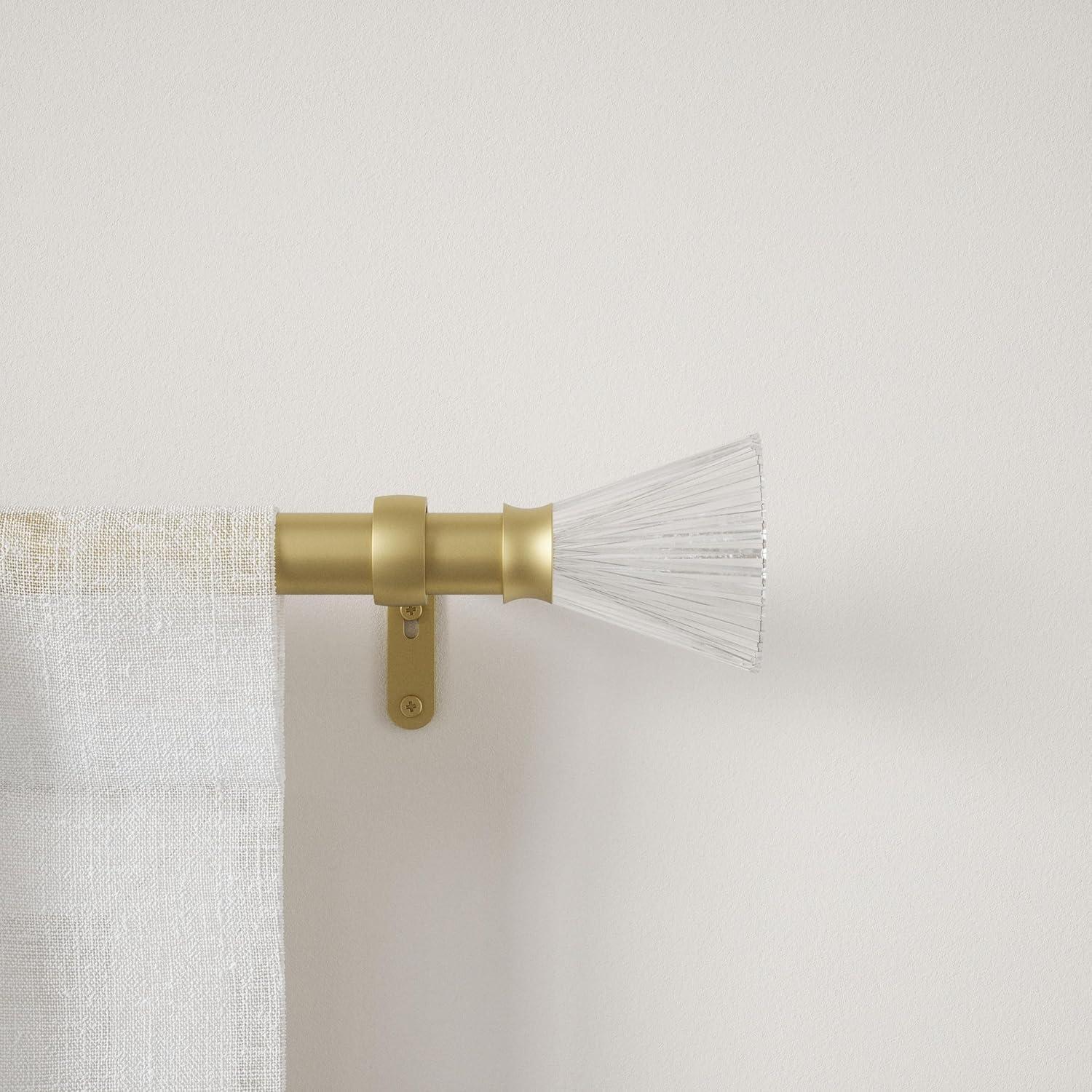 Gold Steel Curtain Rod with Fluted Acrylic Finials