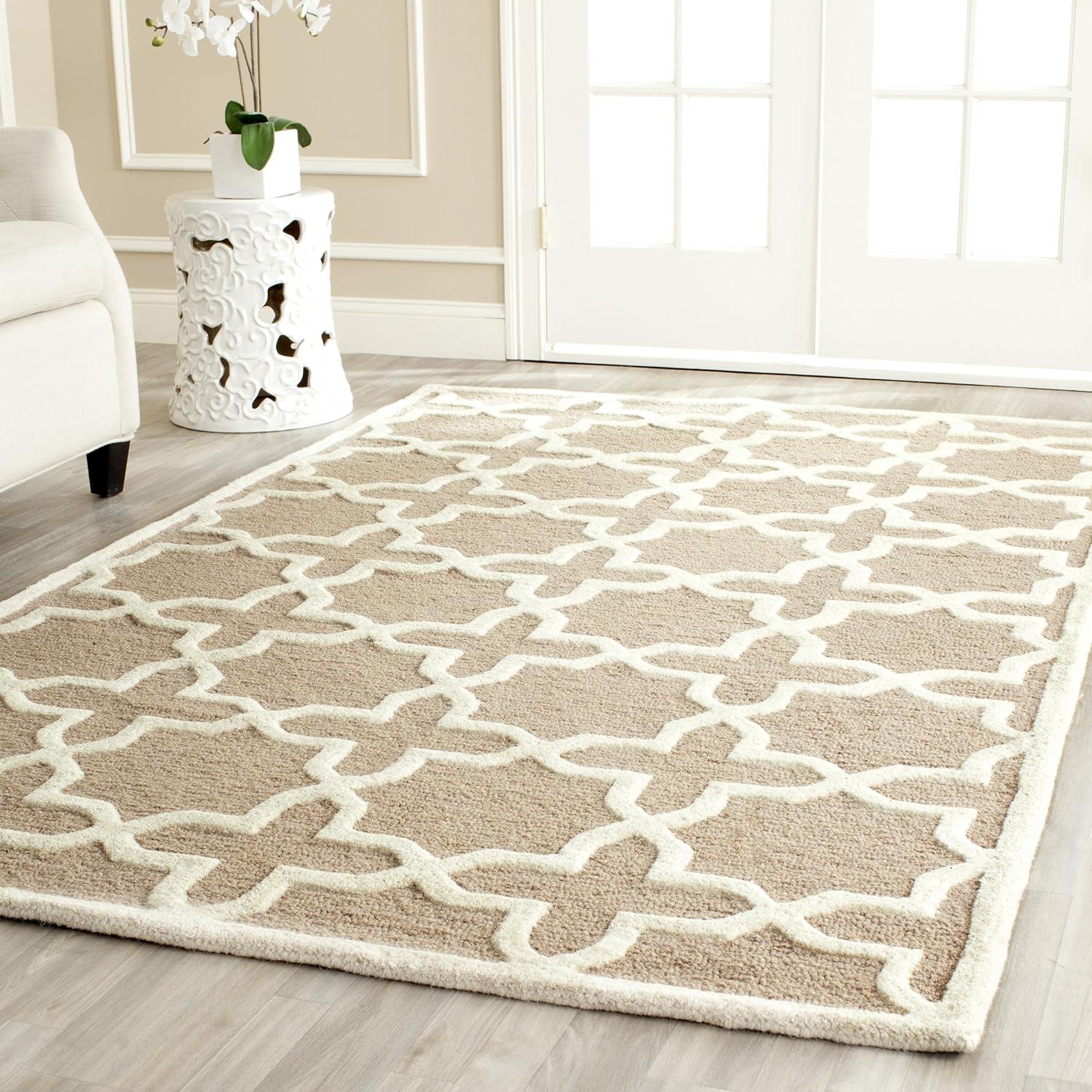 Cambridge CAM125 Tufted Indoor Area Rug - Beige/Ivory - 6'x6' - Safavieh