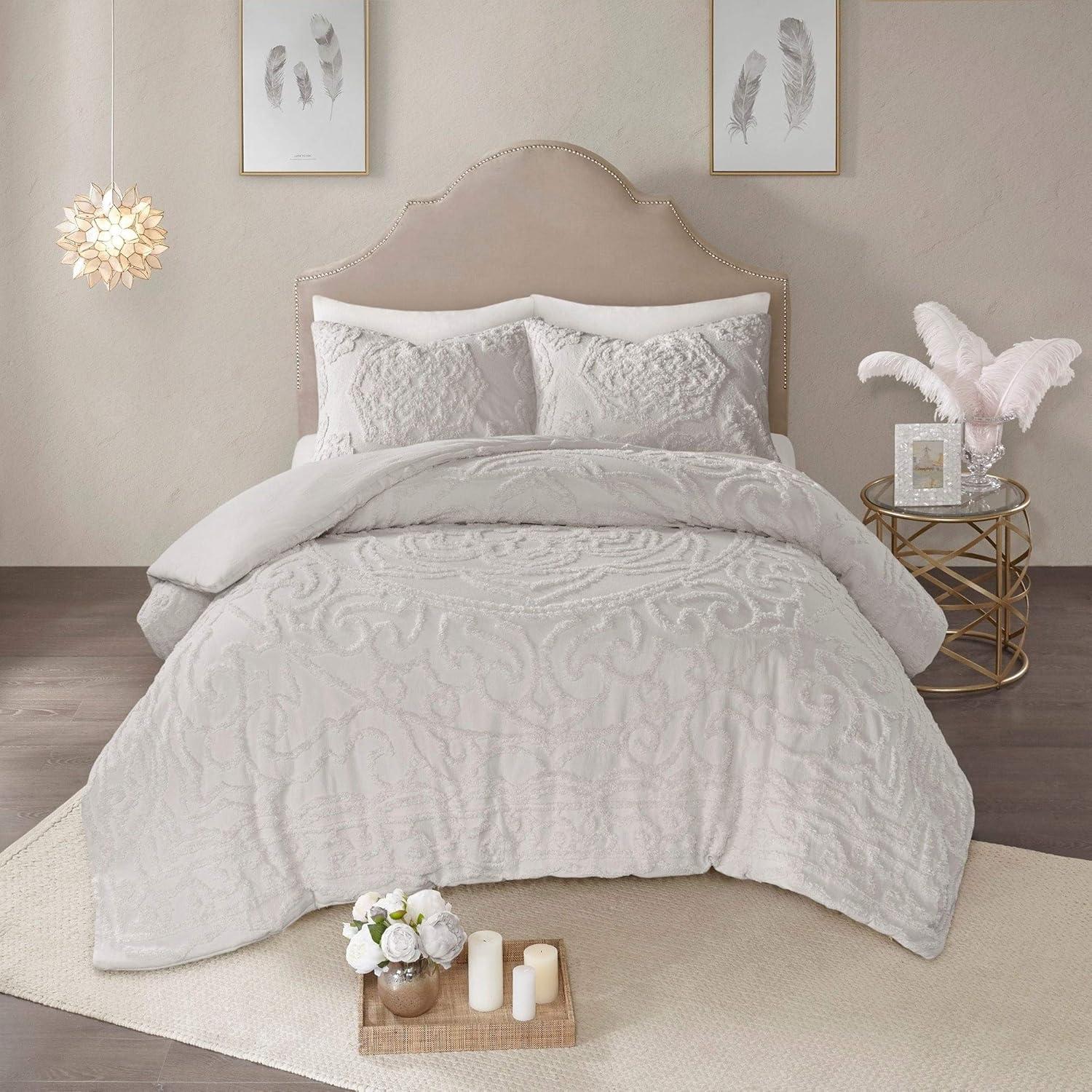 Laetitia Tufted Chenille Cotton 3 Piece Medallion Duvet Cover Set