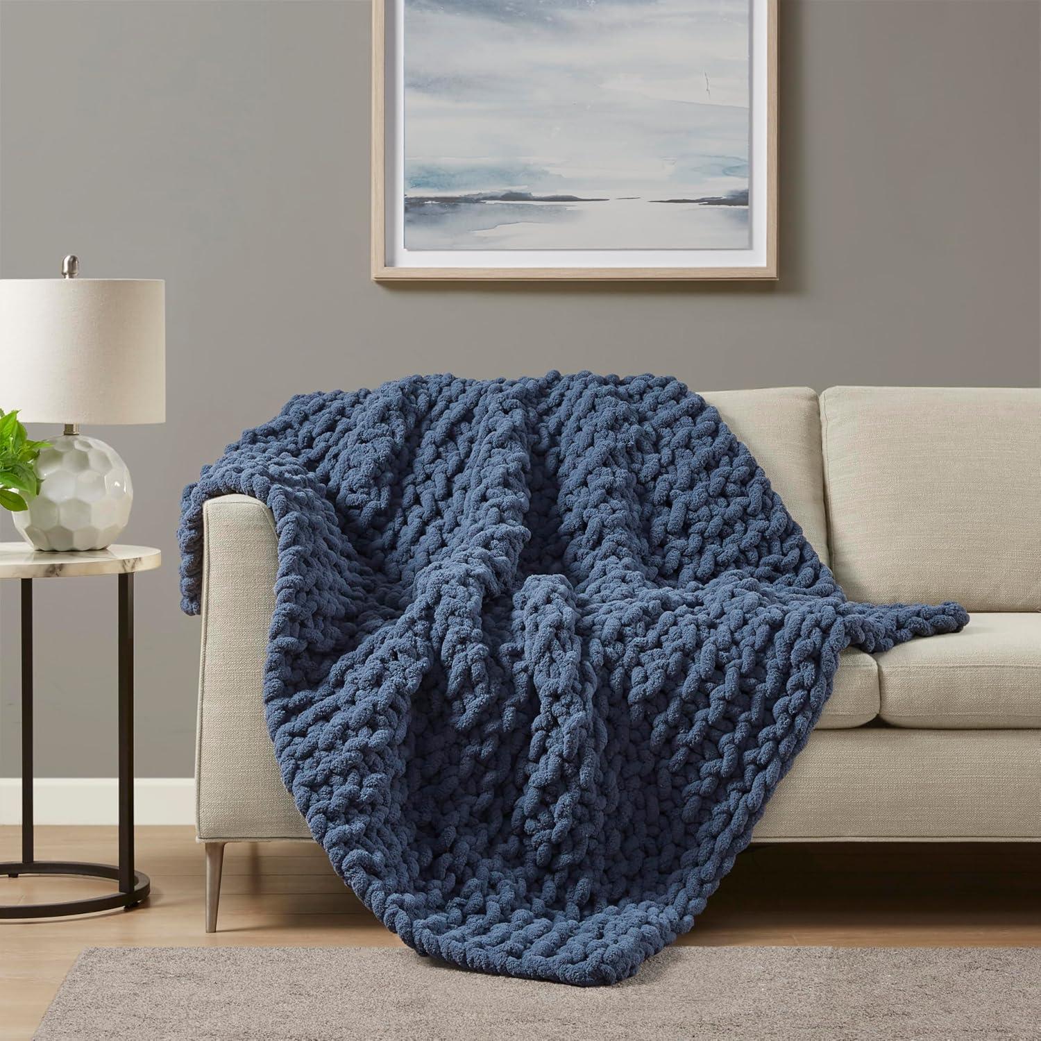 Madison Park Chenille Chunky Knit Throw