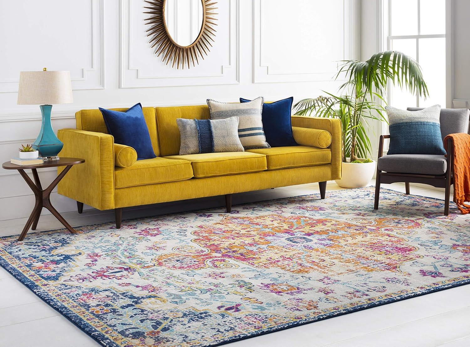 Livabliss 7'10"x10'3" Abby Traditional Rugs Aqua: Medium Pile, Stain & Fade-Resistant, Indoor Use