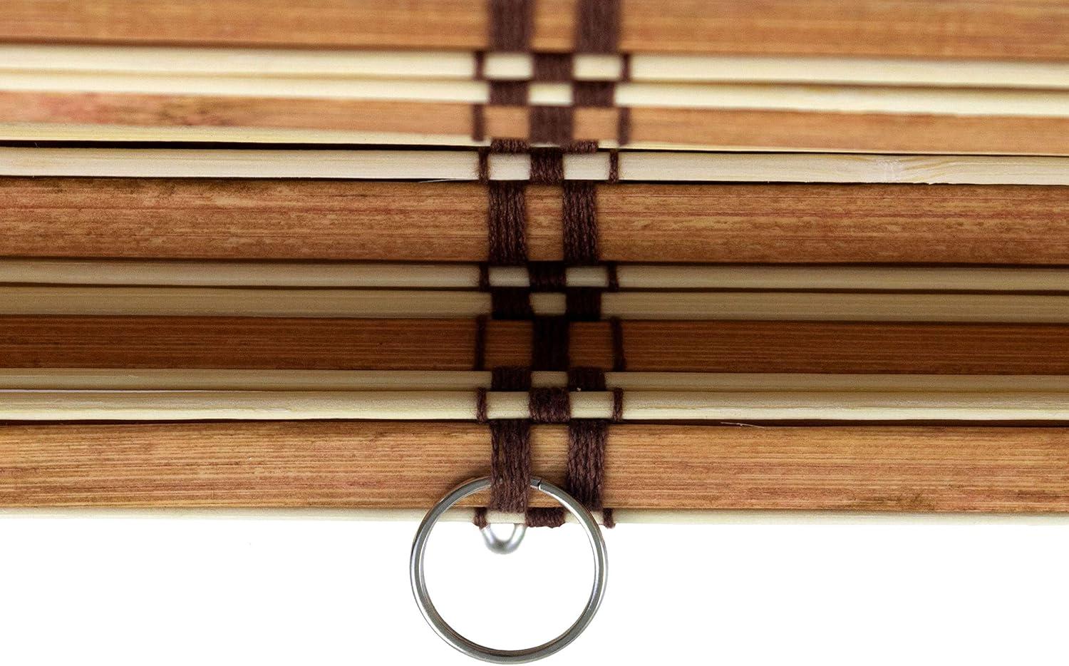 Burnt Bamboo Cordless Window Shade - Two-tone Honey 48" W