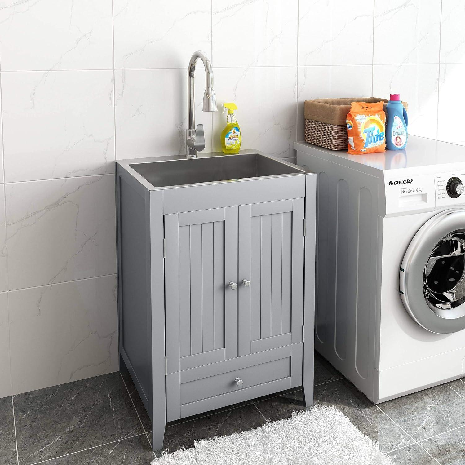 Ktaxon Gray Stainless Steel 72.6 lb Utility Sink