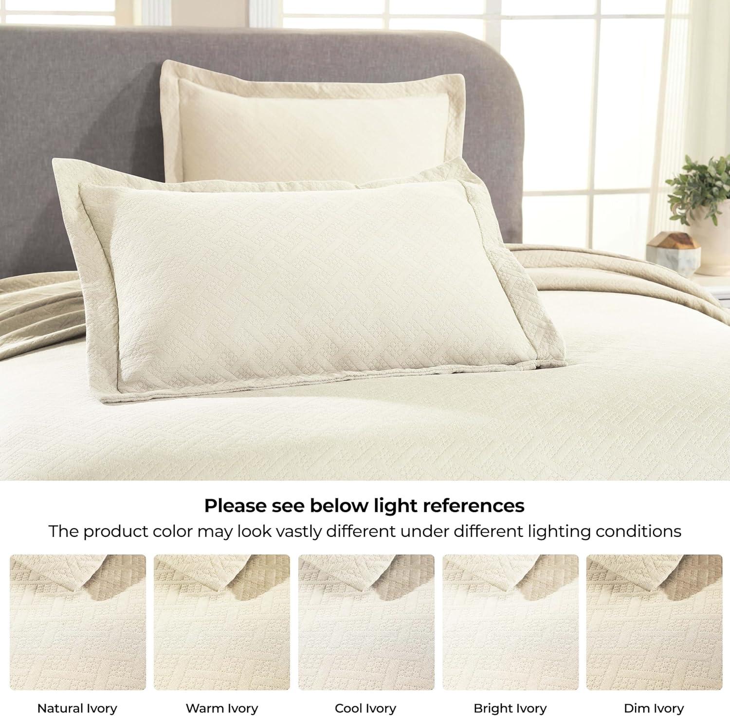 Superior Superior Cotton All Season Basketweave Medium Weight Bedspread Set with Shams