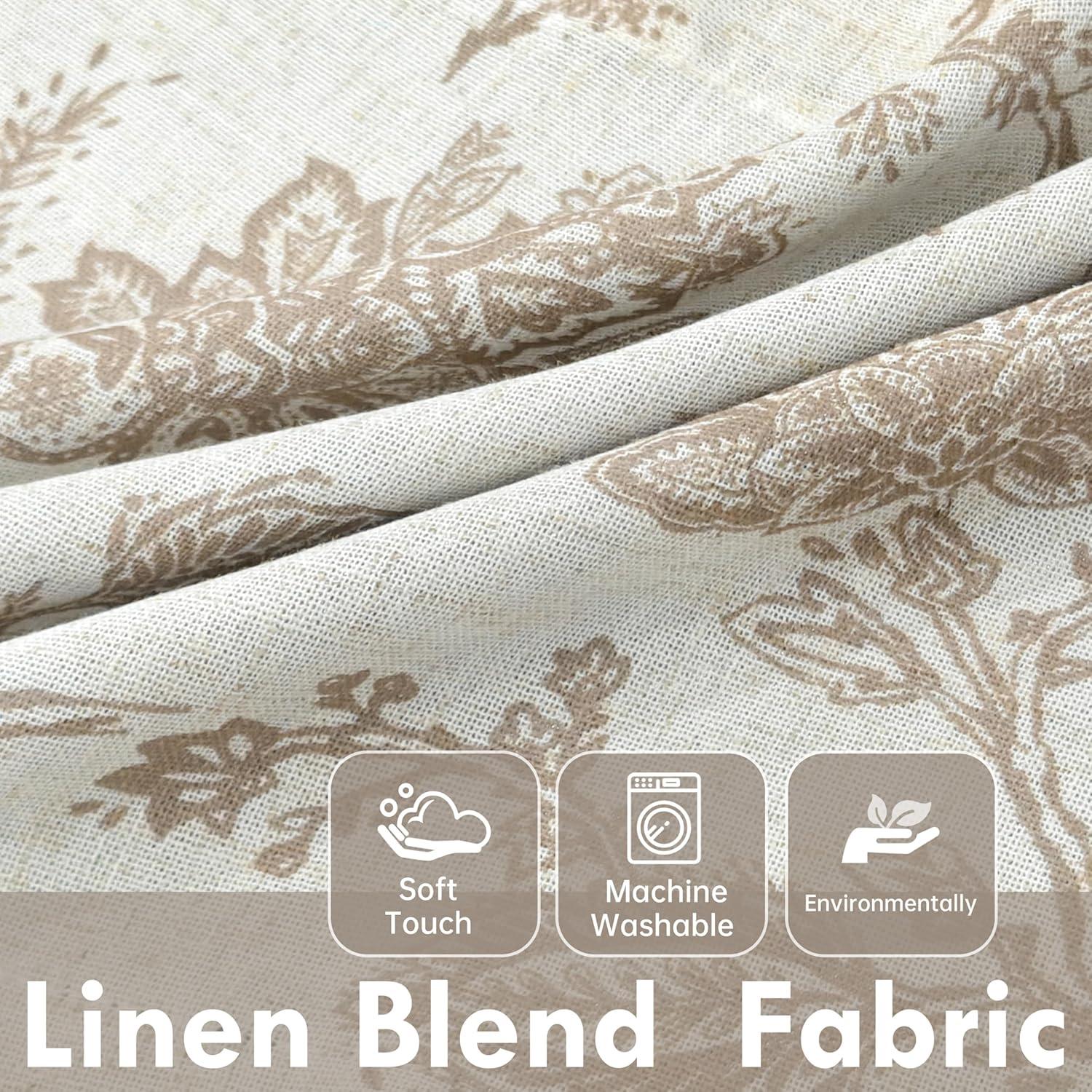 DriftAway Freda Jacobean Floral Linen Blend Blackout Thermal Insulated Energy Saving Privacy Window Curtain Valance Rod Pocket 2 Layers