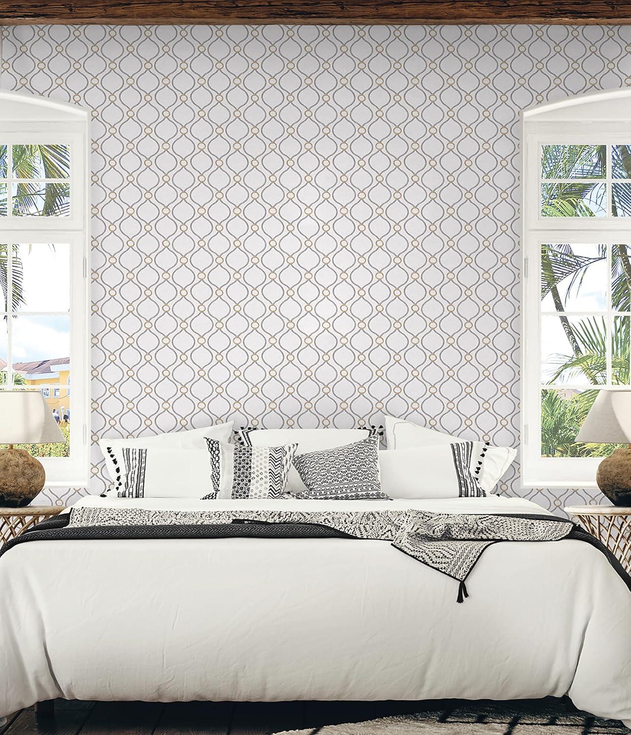 Platinum Geometric Self-Adhesive Vinyl Wallpaper, 20.5" x 216"