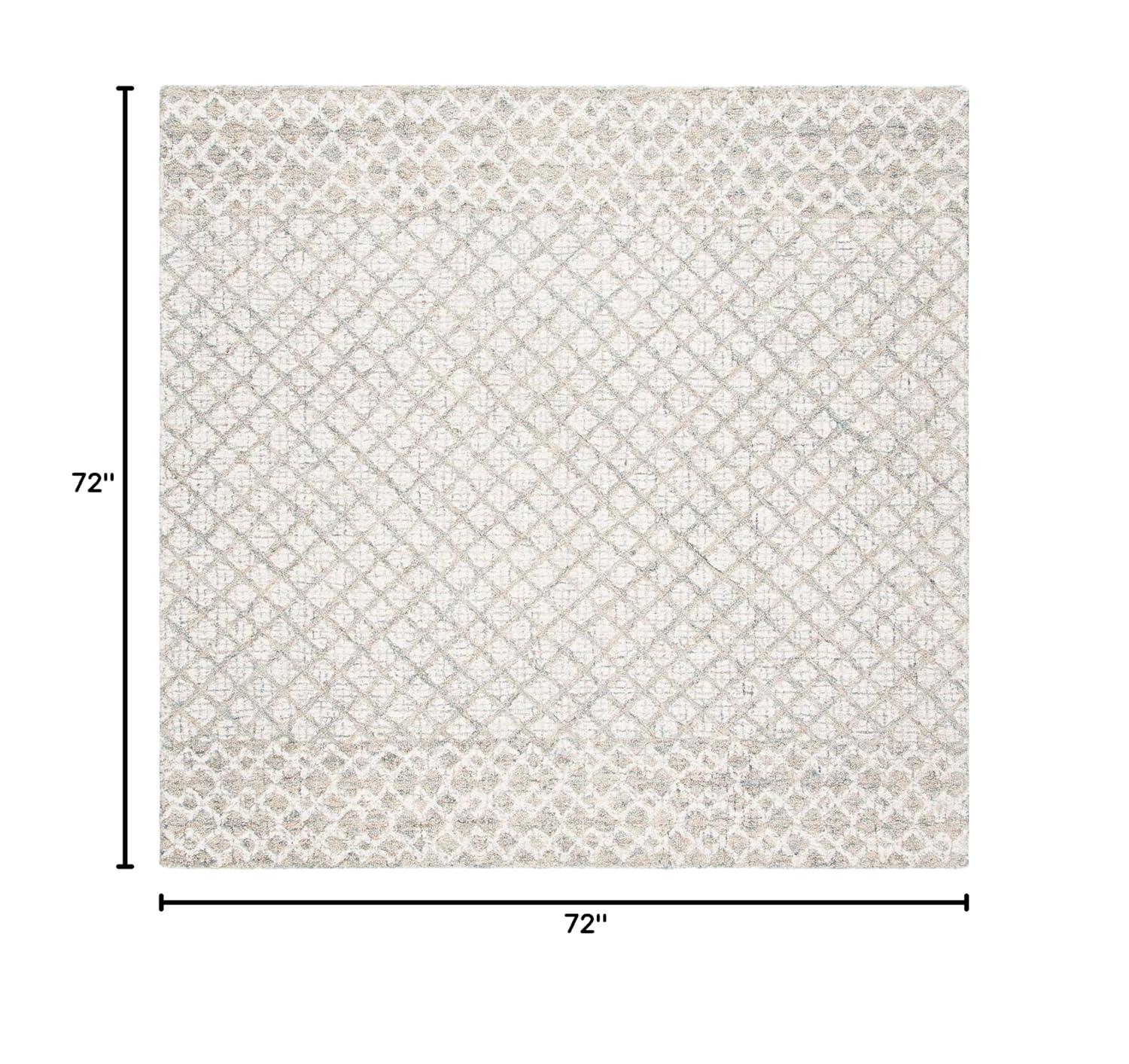 Abstract ABT203 Handmade Indoor Area Rug - Ivory/Grey - 6'x6' - Safavieh