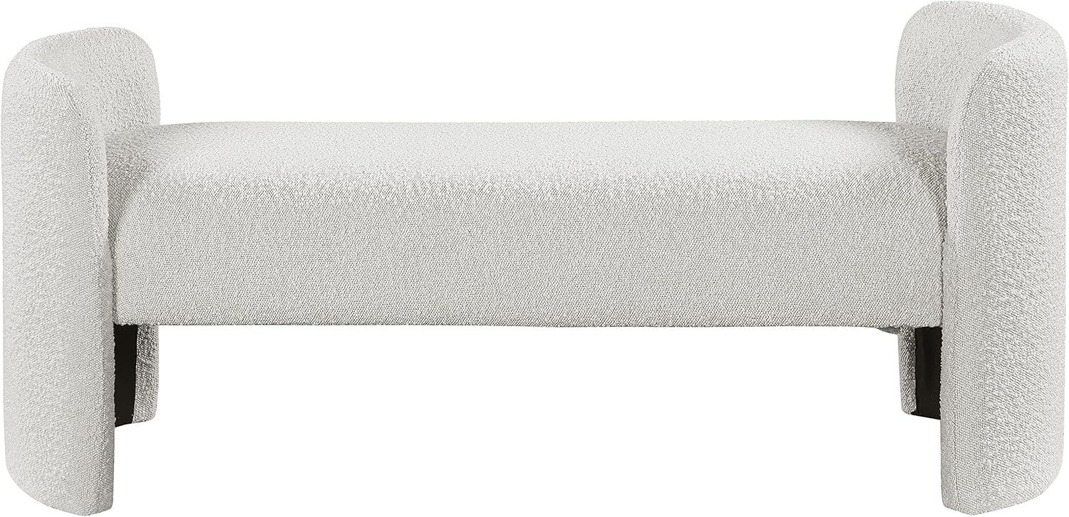 Meridian Furniture Peyton Cream Boucle Fabric Bench