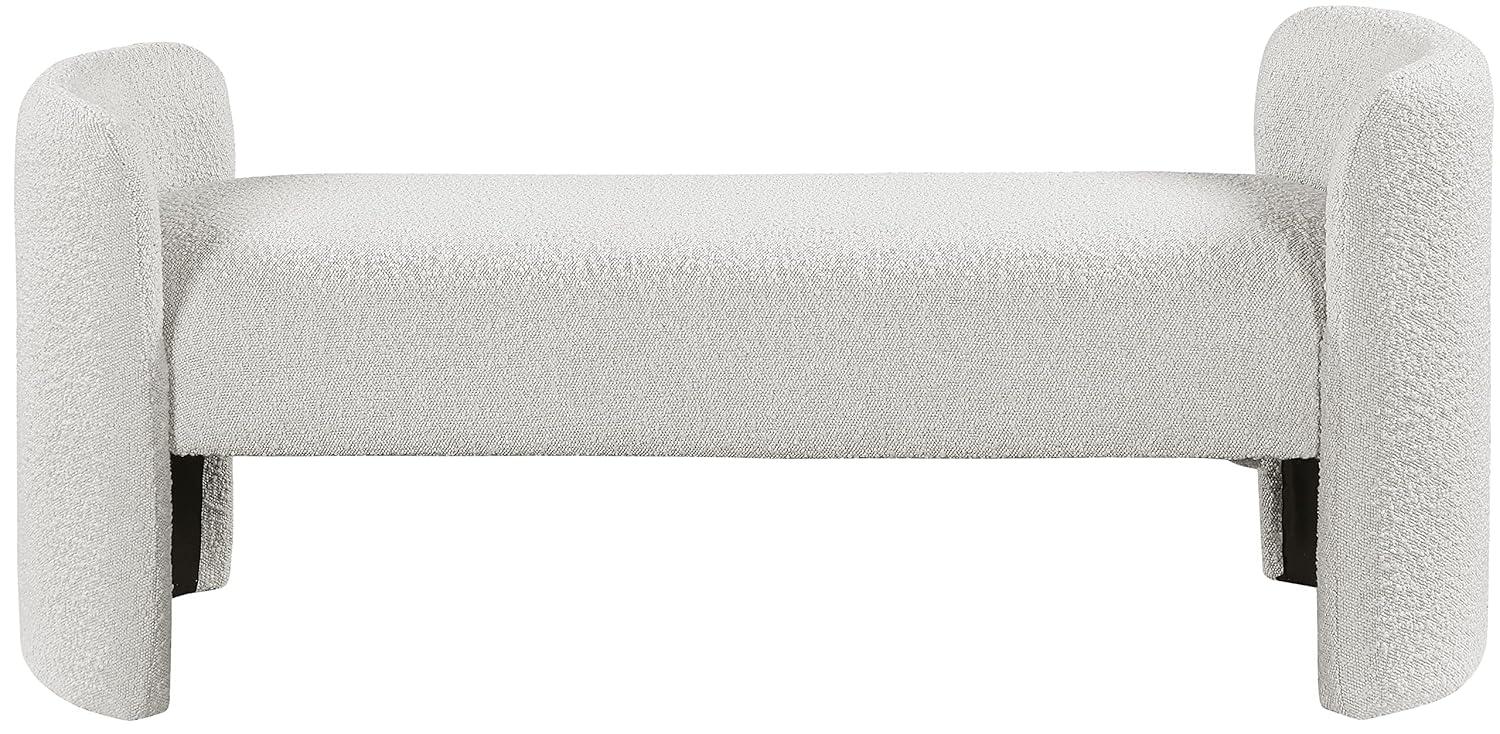 Meridian Furniture Peyton Cream Boucle Fabric Bench
