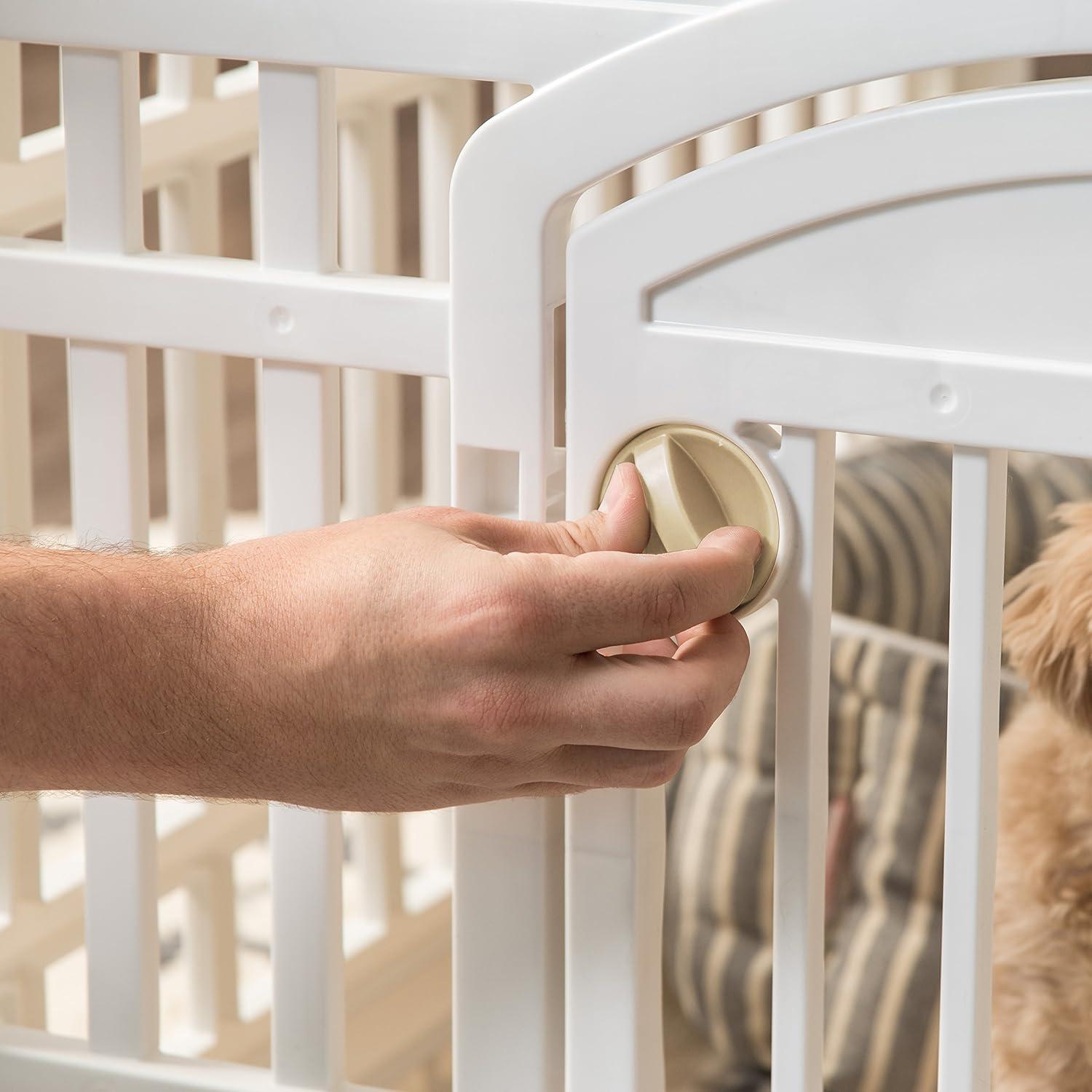 IRIS USA 24" Exercise 6-Panel Pet Playpen with Door, Dog Cat Playpen For Puppy Small Dogs Keep Pets Secure Easy Assemble Easy Storing, White
