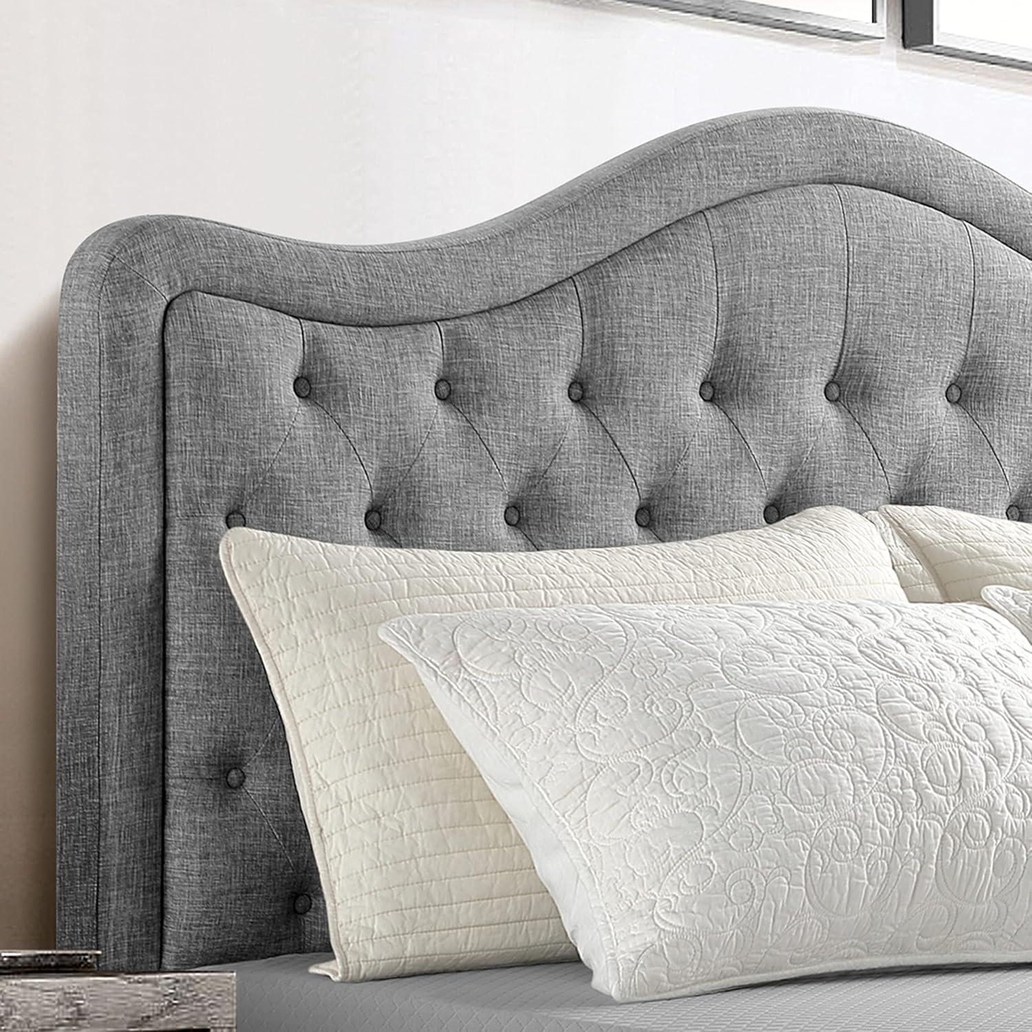 Rosevera Givana Upholstered Tufted Headboard with Adjustable Height for Bedroom, King, Linen Gray