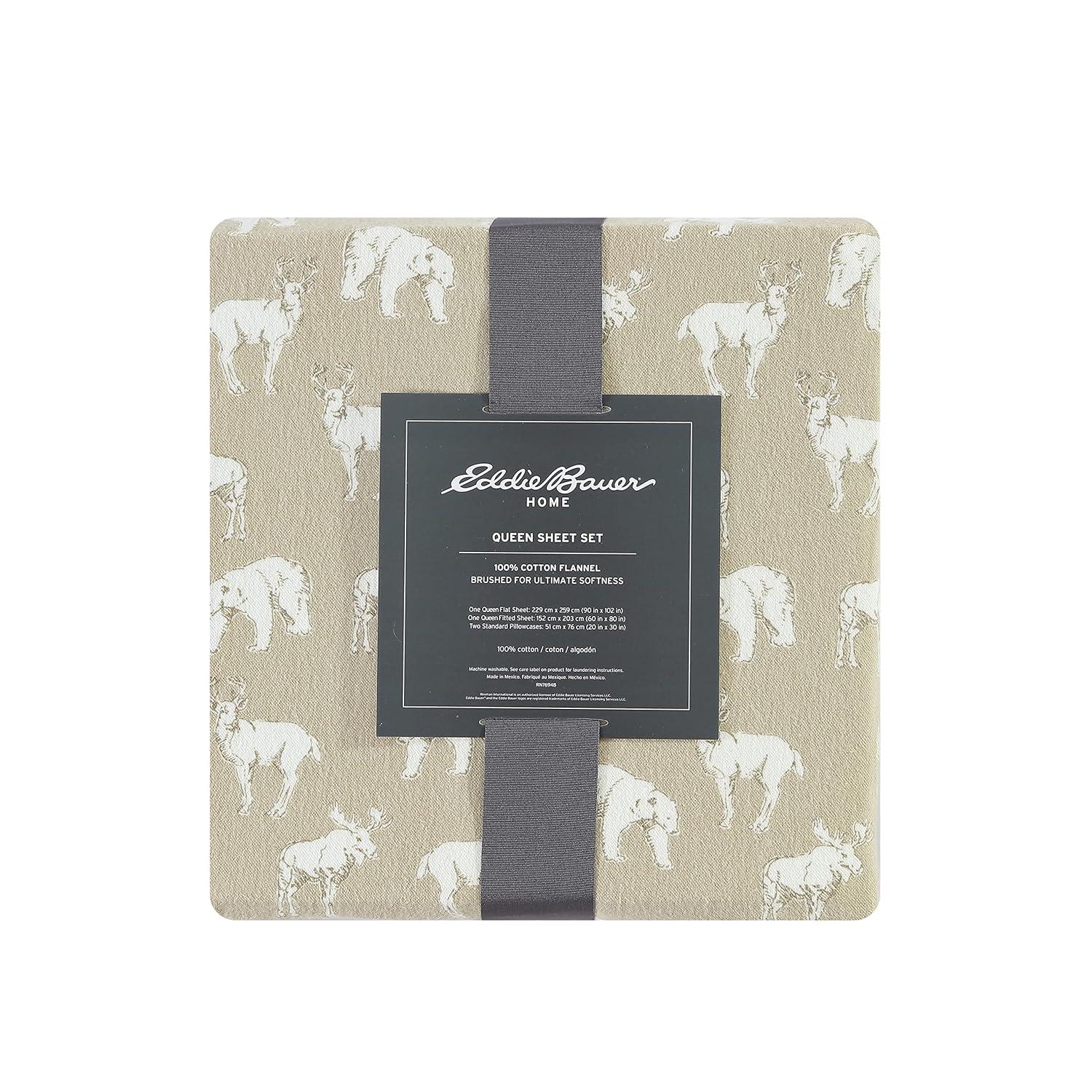 Full Patterned Flannel Sheet Set Tan - Eddie Bauer