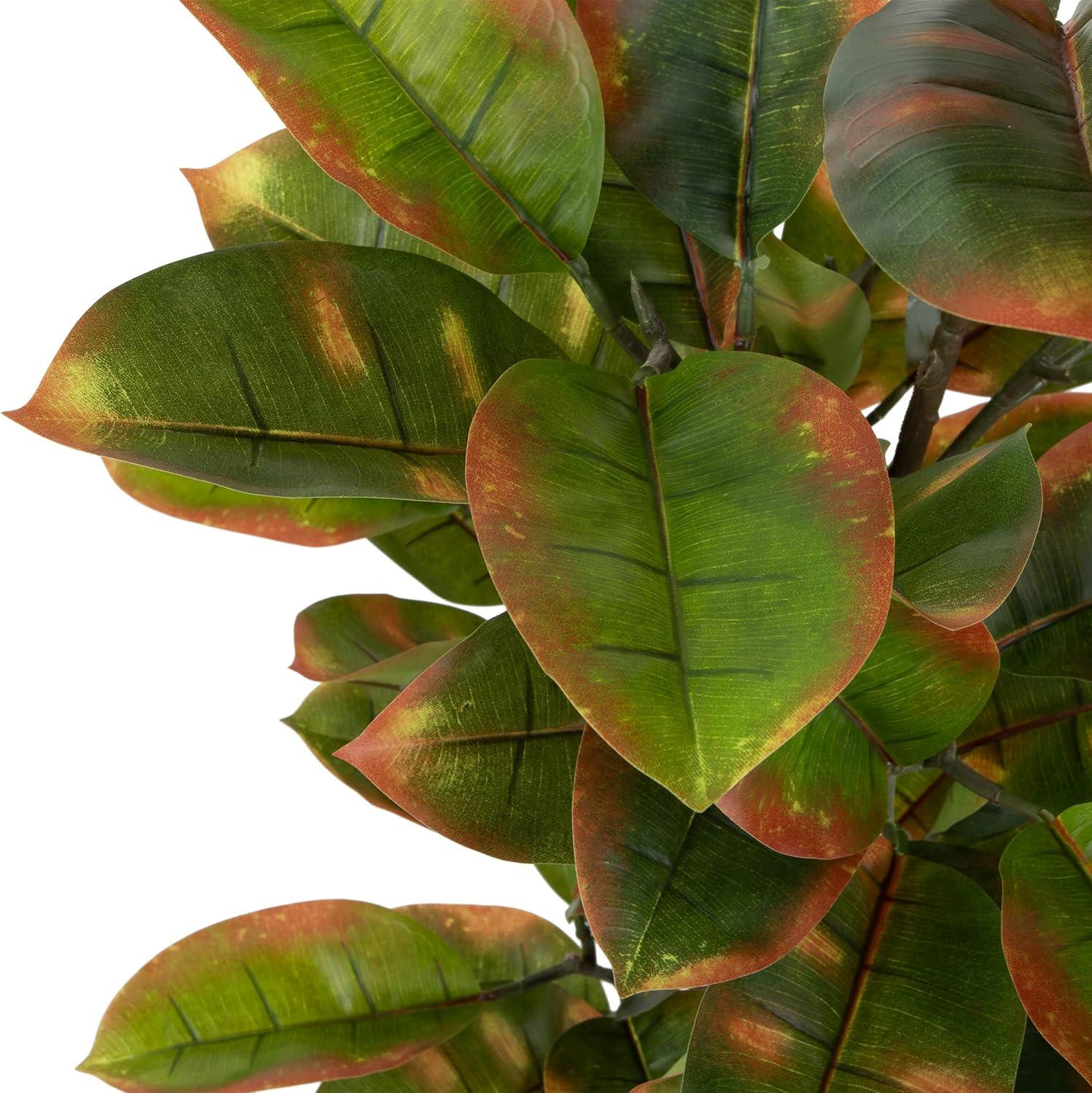 Pure Garden Artificial Rubber Plant 51-Inch Faux Tree with Natural-Feel Leaves