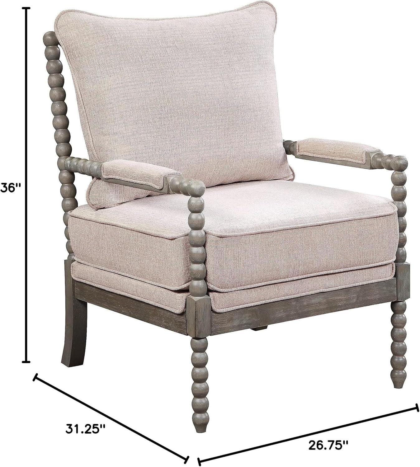 OSP Home Furnishings Abbott Chair in Linen Fabric with Brushed Grey Base K/D