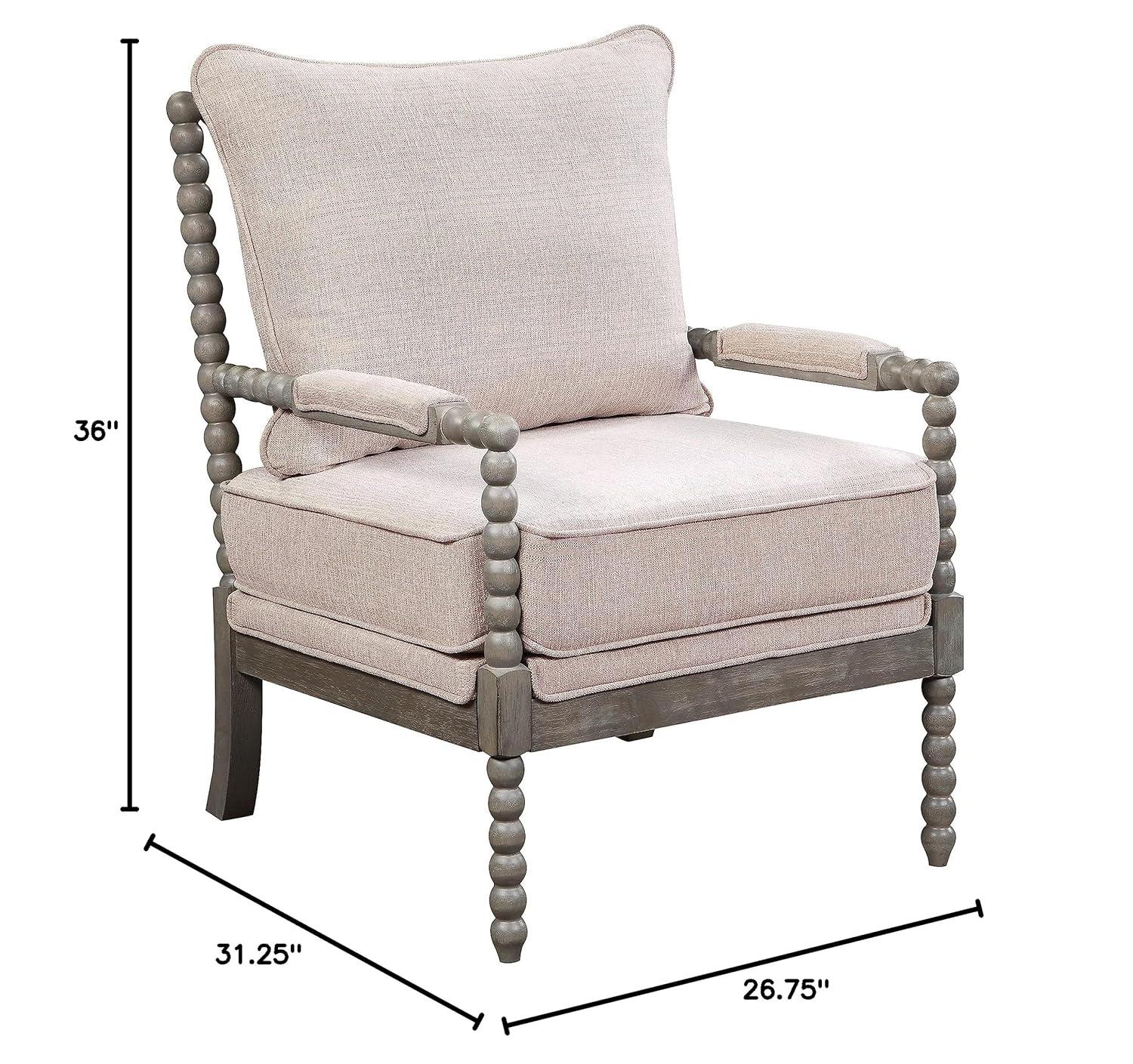 OSP Home Furnishings Abbott Chair in Linen Fabric with Brushed Grey Base K/D