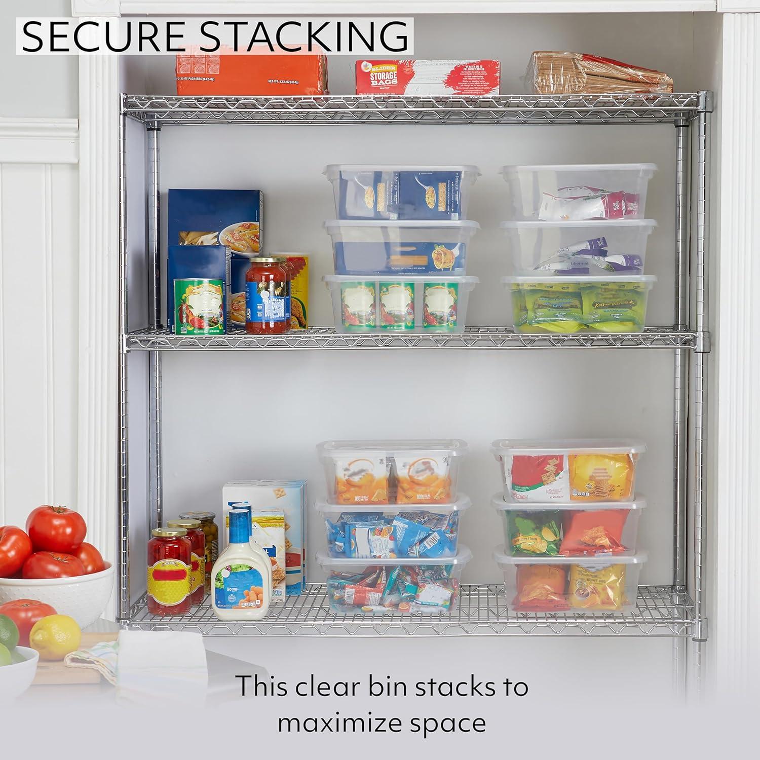 Killeryuki Cleverstore Clear 6 Qt, 12 Pack, Stackable Plastic Storage Containers with Durable Snapping Clear Lids, Visible Organization, Great for Closet, and Kitchen Storage, Organizing in the Home