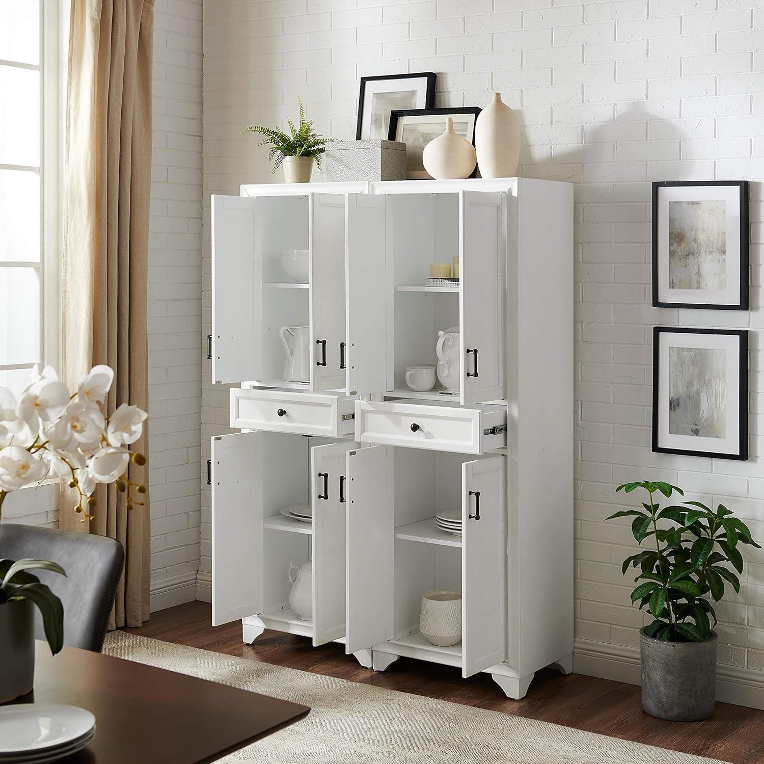 Crosley Furniture Tara 2-Piece Pantry Storage Cabinet Set with Shelves, Kitchen, Dining, or Laundry Room