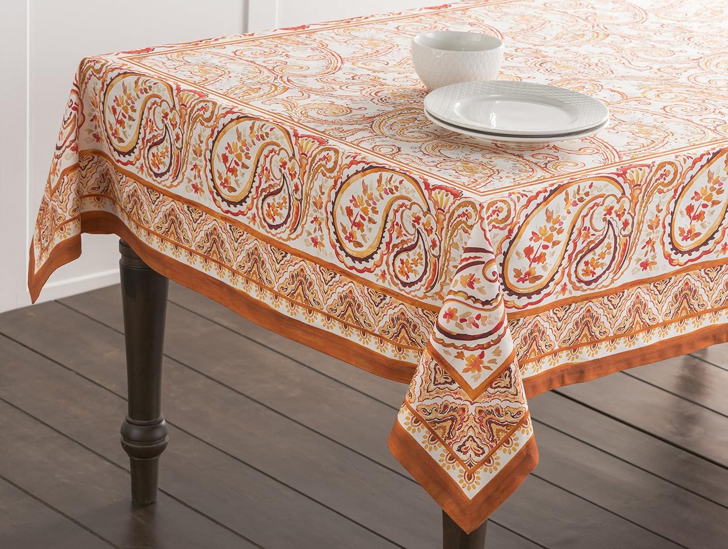 Maison d' Hermine Palatial Paisley 100% Cotton Tablecloth for Kitchen Dining Tabletop Decoration Parties Weddings (Square, 60 Inch by 60 Inch).