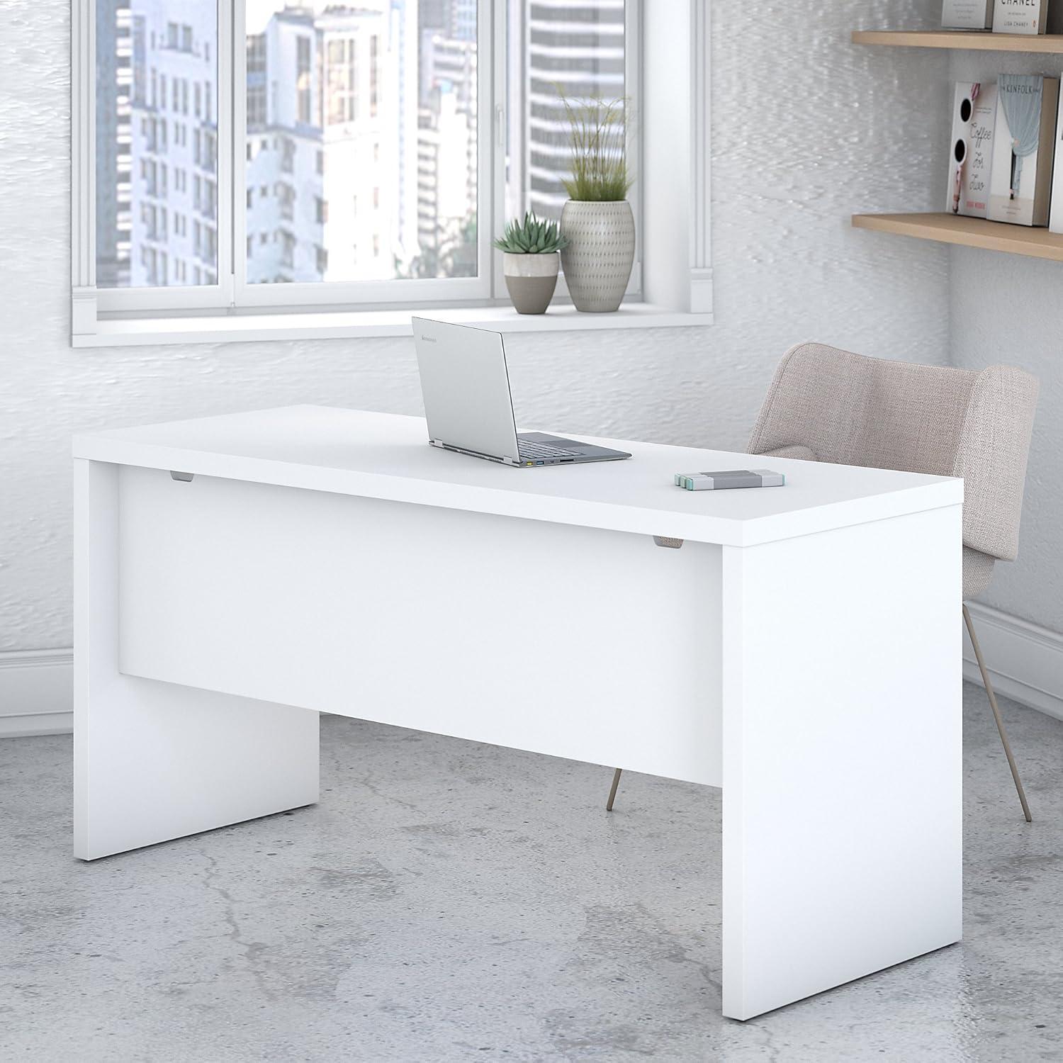 Echo 60W Credenza Desk in Pure White - Engineered Wood